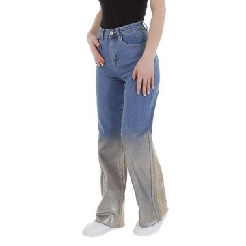 Ital-Design Weite Jeans Damen Freizeit (85989840) Used-Look Stretch High Waist Jeans in Blau
