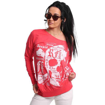 YAKUZA Langarmshirt Skull Script im Boyfriend Look