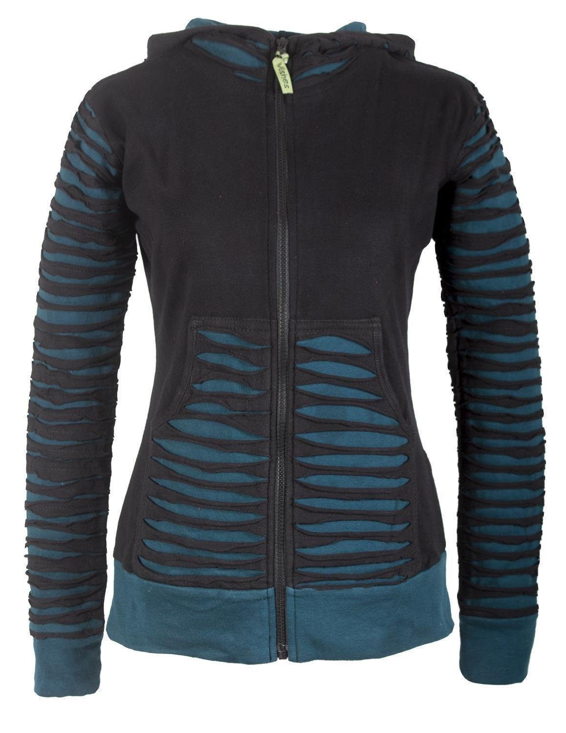 Vishes Kapuzensweatjacke Patchworkjacke Kapuzenjacke Hoodie Cutwork günstig online kaufen