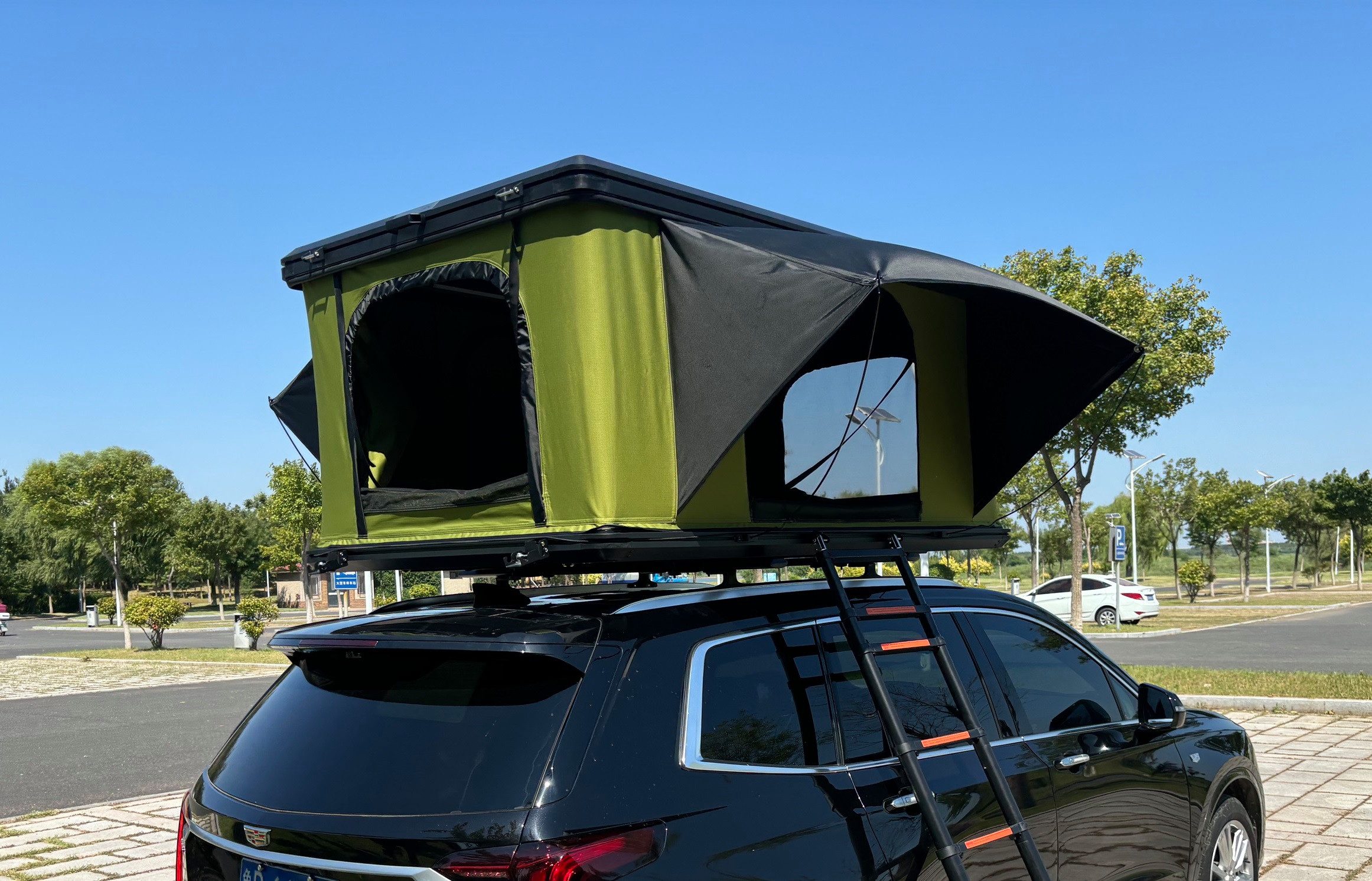 TZIpower Dachzelt Autodachzelt Auto Dach Zelt Vordach Schwarz/Grün Hardcase Aluminium, Personen: 2 (1 tlg)