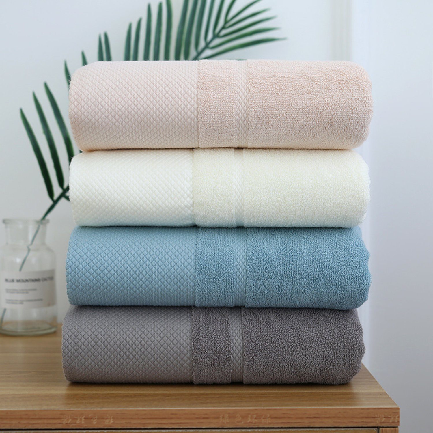 Einfarbig, 4-tlg), Weich, Towel, Baumwolle, Modell-1 Handtuch-Set, x Handtuch 75 cm (Packung, Set, 34 HOMEIDEAS
