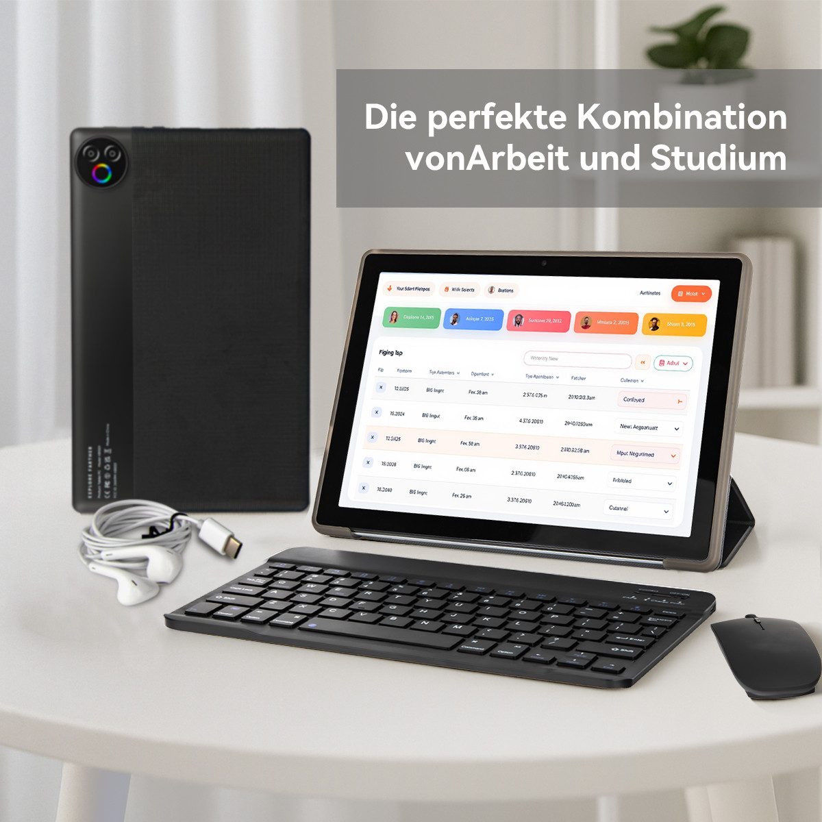 BUFO 10 Zoll 20 (3+17) GB RAM 64 GB ROM 1 TB Erweiterbar WiFi 6 Android 15 Tablet (10", 64 GB, Android 15, Dual-band (5GHz/2.4GHz) Wi-Fi, Android 15 mit Tastatur/Maus/Hülle/Stift)