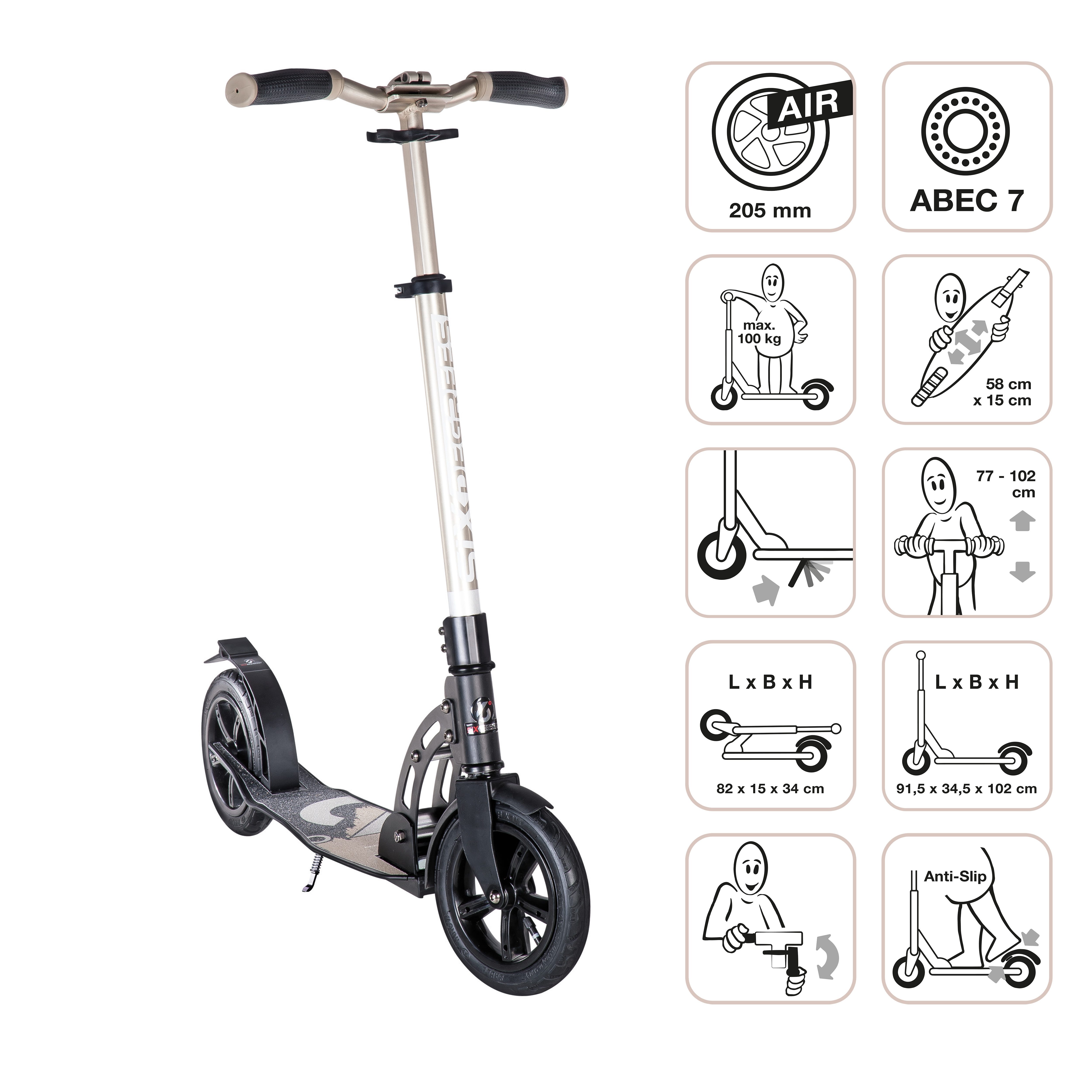 SIX DEGREES Scooter Aluminium Scooter Air 205 mm