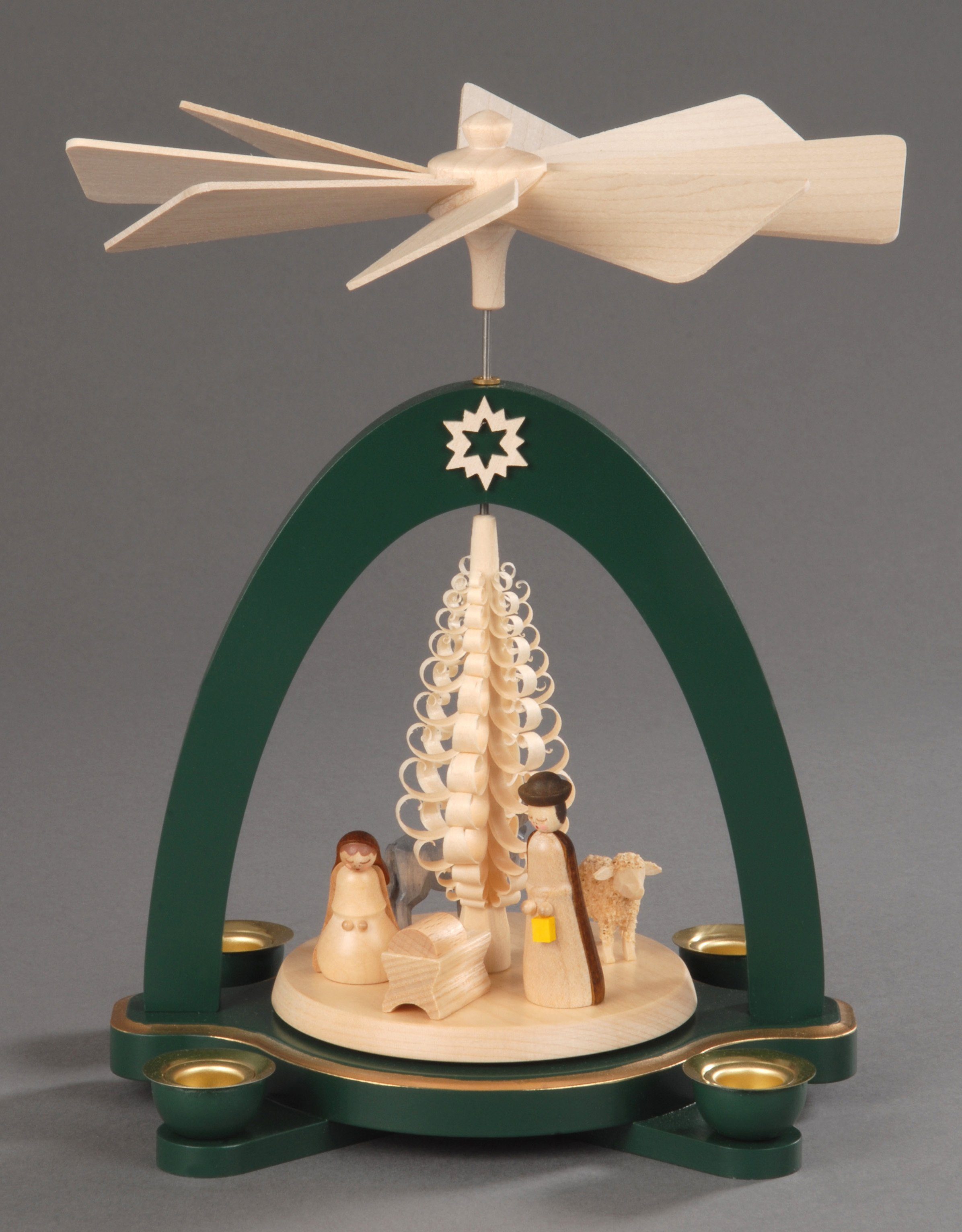 Albin Preissler Handwerkskunst Erzgebirge Christi aus Weihnachtsdeko, Weihnachtspyramide Geburt dem Spanbaum, mit