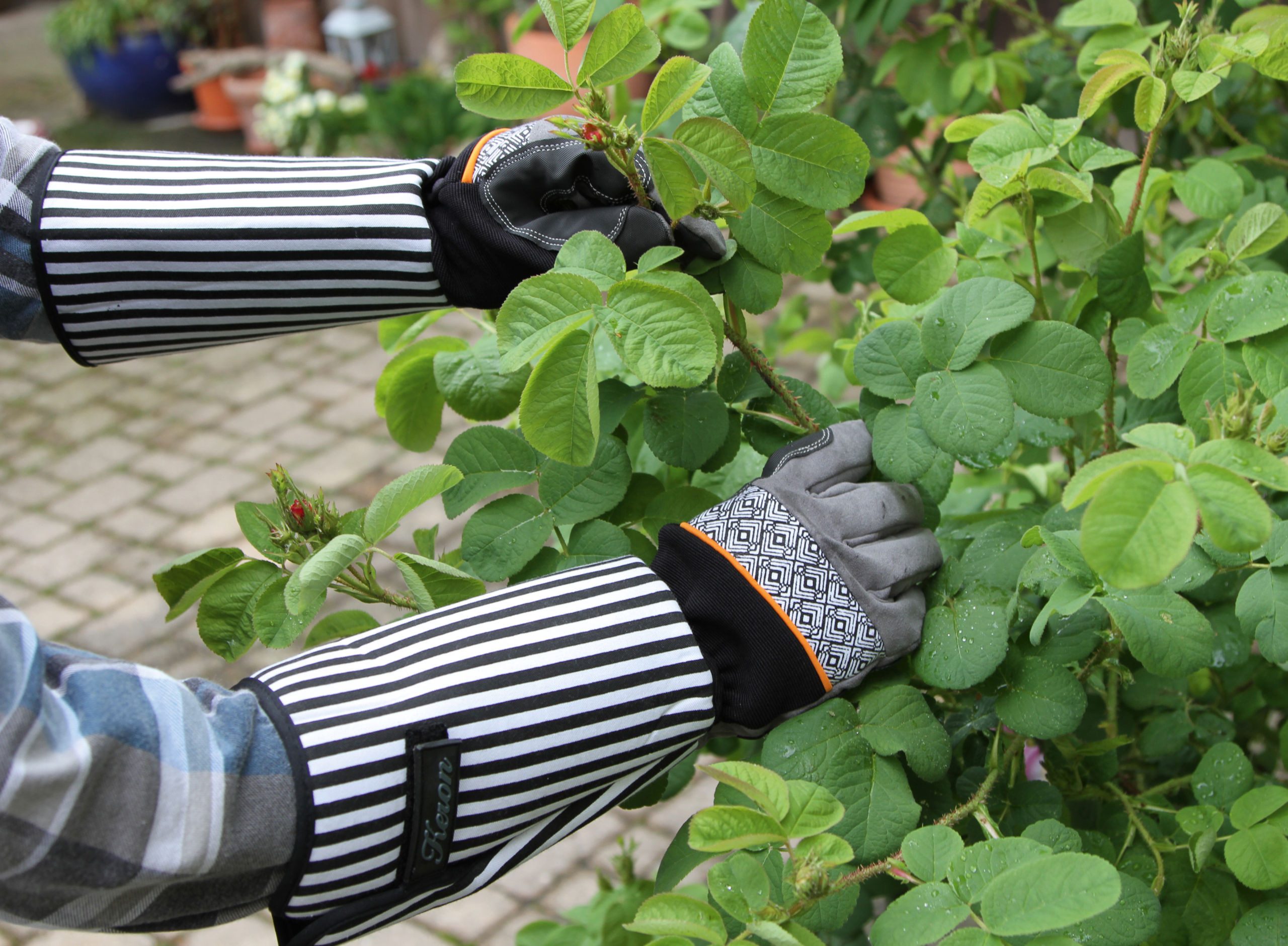 Kerbl Gartenhandschuhe 2 Paar Rosenhandschuh Gr. 10/XL lange Stulpe schwarz grau (2, Paar) geeignet für dornigen Pflanzen, Sträuchern