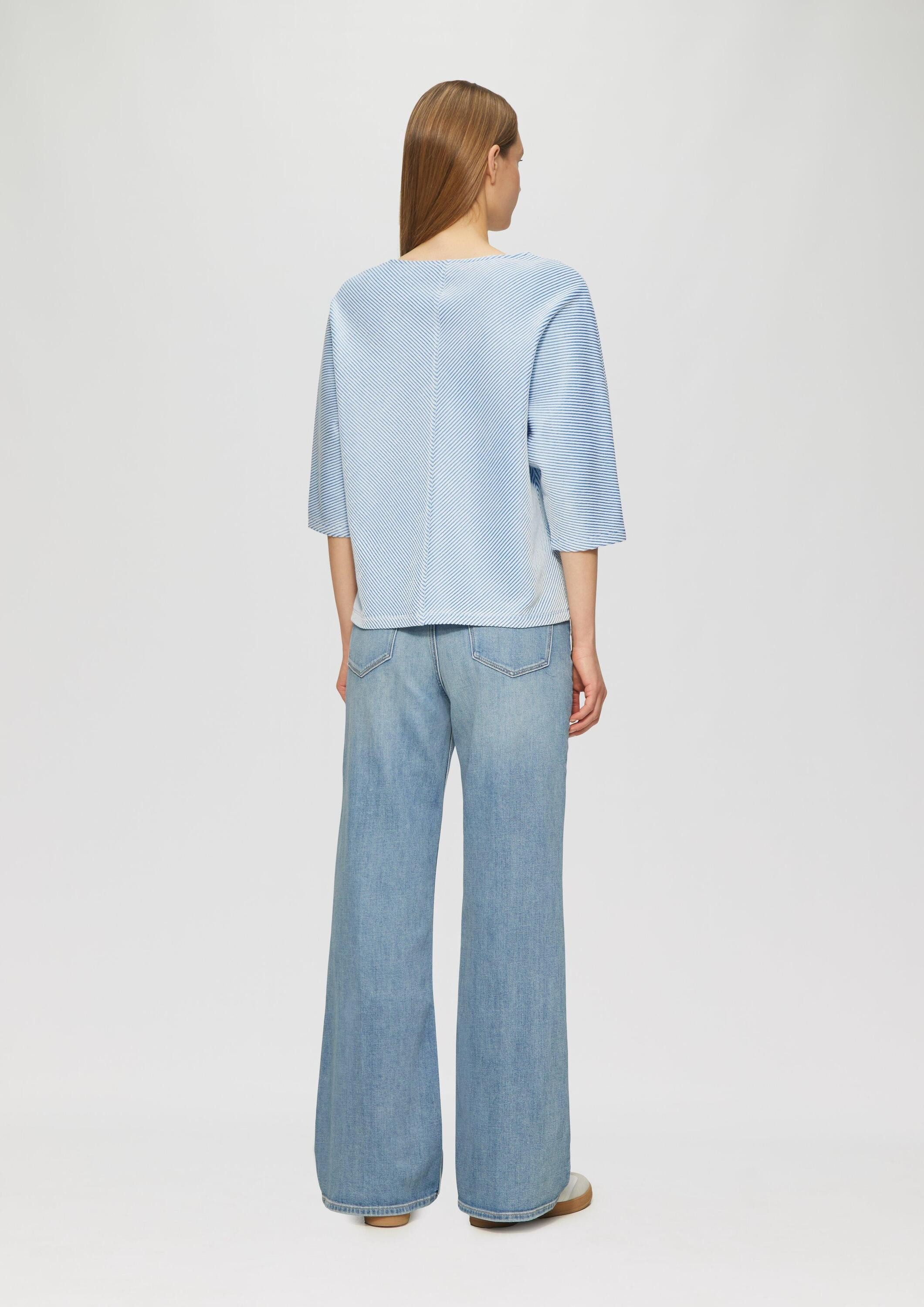 s.Oliver 3/4-Arm-Shirt T-Shirt Shirt mit Strukturstreifen und Fledermausärmeln