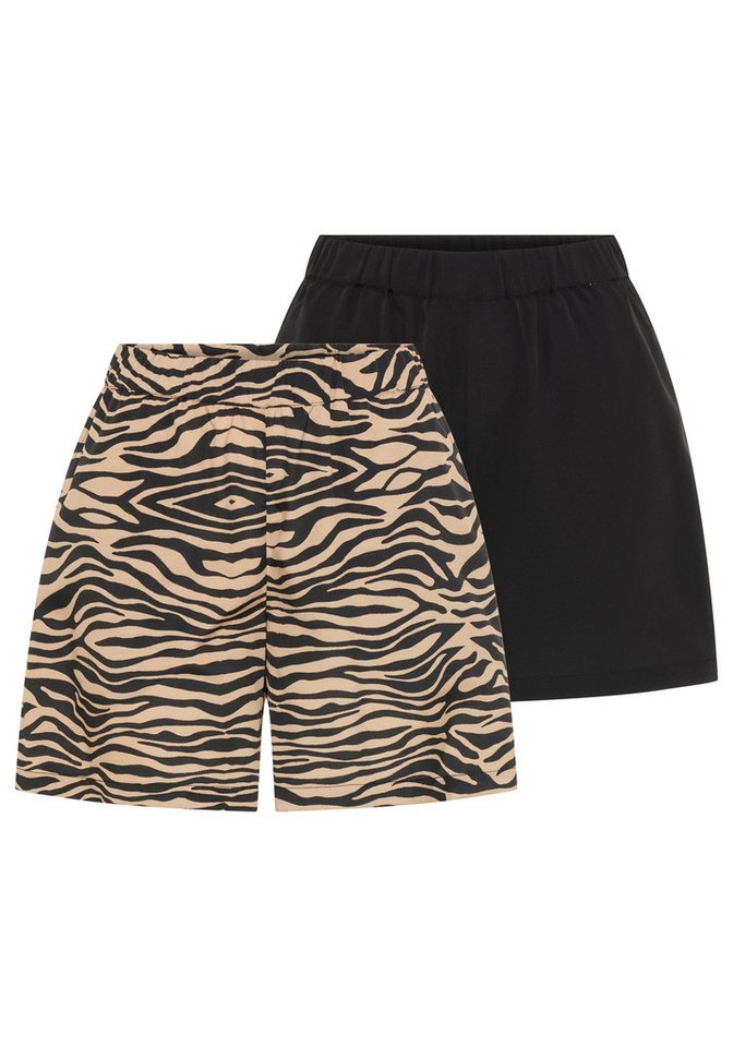 Laura Scott Shorts (Packung, 2er-Pack) kurze Webhose mit weitem Bein, bequemer Sitz durch Gummizug am Bund