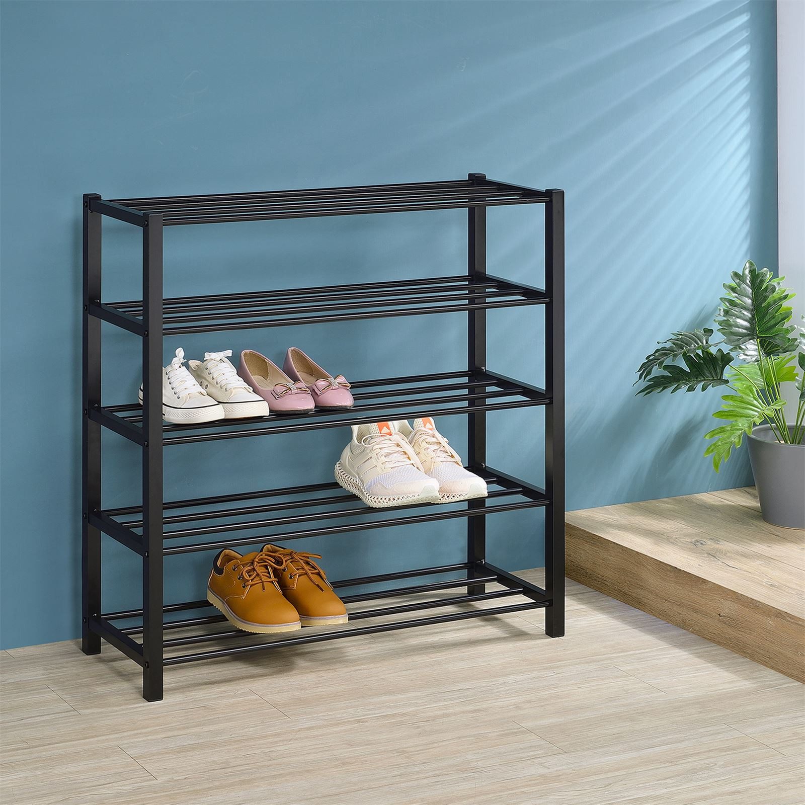 IDIMEX Schuhregal NAVAN, Schuhaufbewahrung aus Metall mit 5 Ablagen schwarz günstig online kaufen