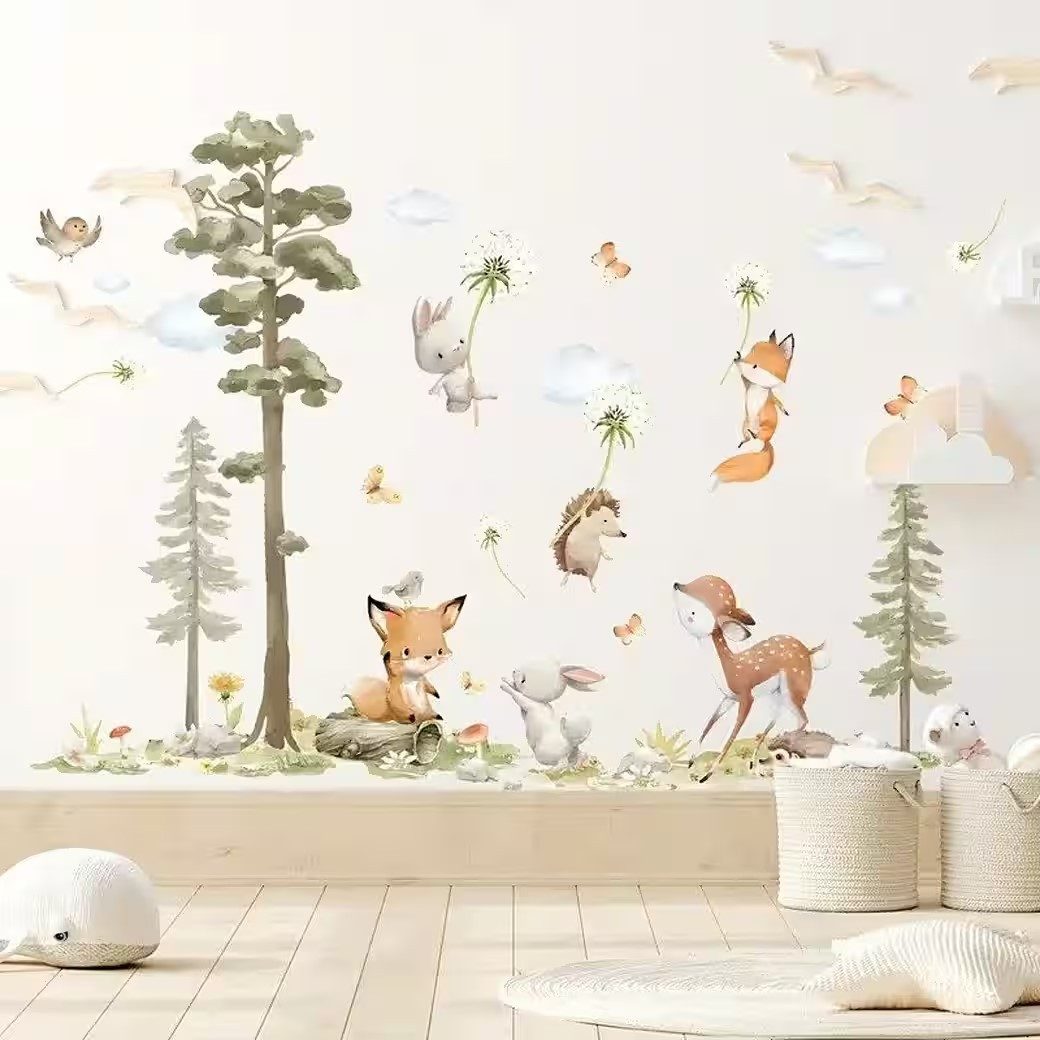 Montegoni Wandsticker Hasen, Fuchs und Hirsch Baum Wandaufkleber für Kinder günstig online kaufen