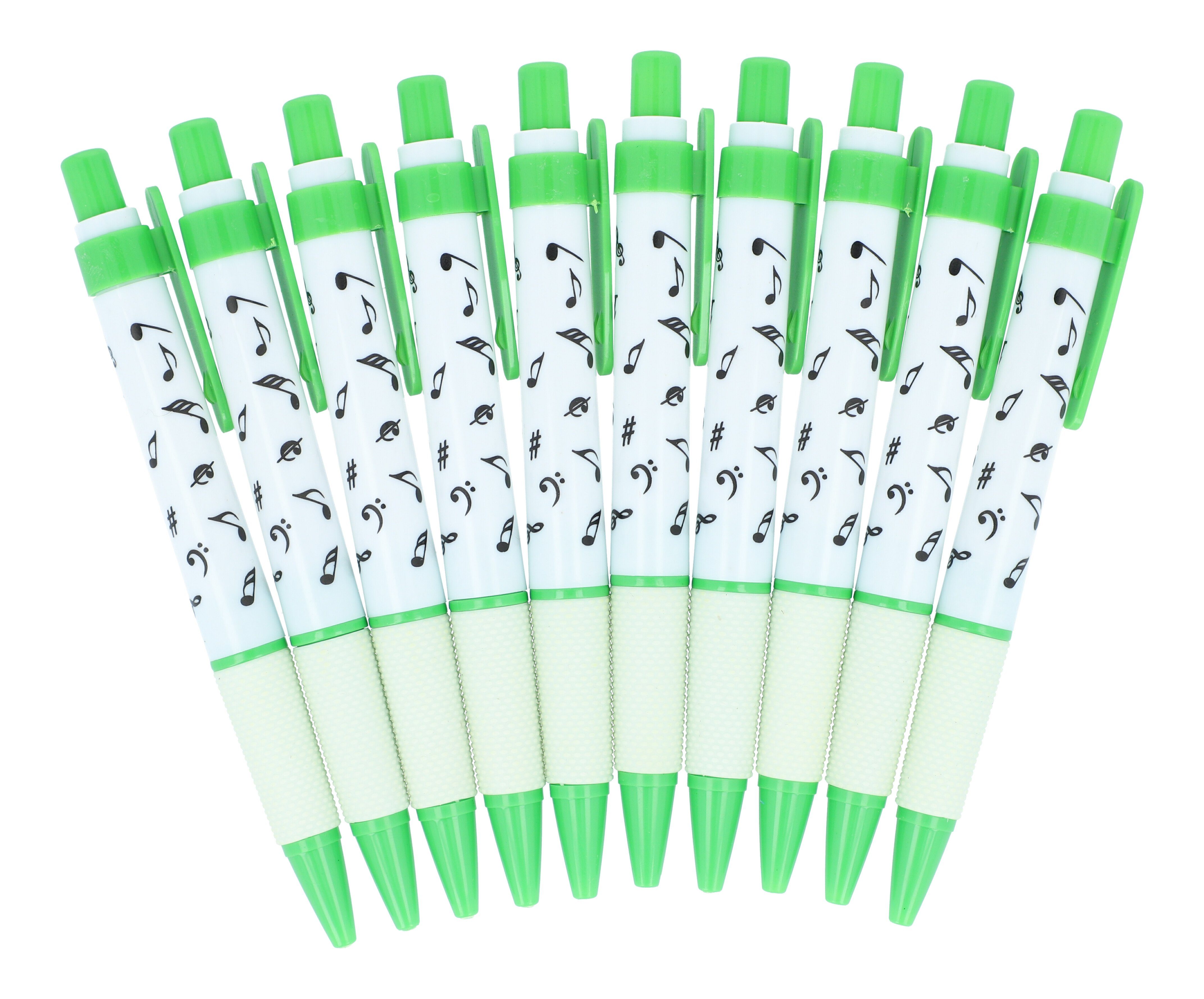 Musikboutique Kugelschreiber, mit Griffmulde, aus Kunststoff, Farbe grün, 10 Stück
