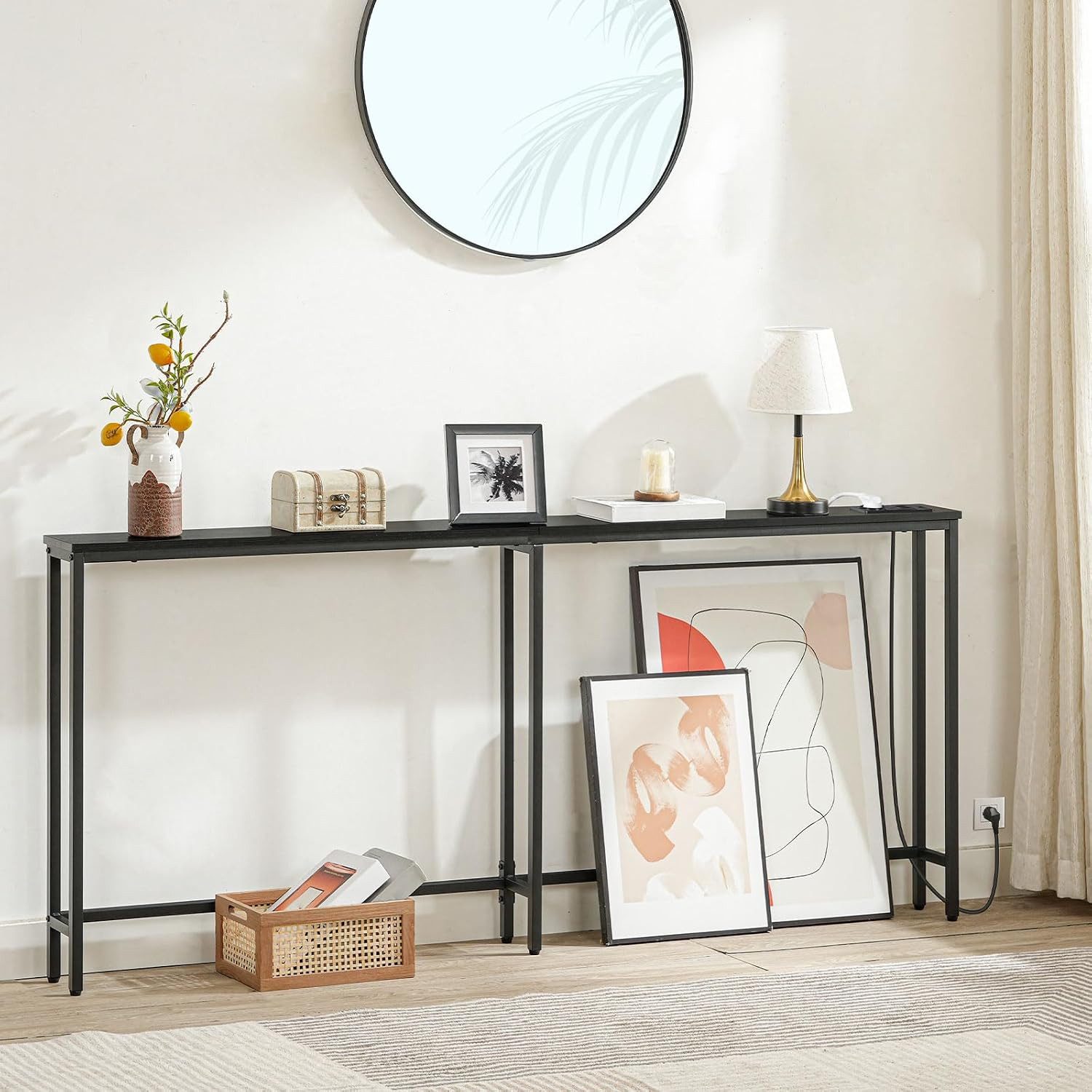Hoobro Konsolentisch Sofatisch180 cm schmal mit Steckdose & 2 USB-Anschlüssen – Bild 2 von 5