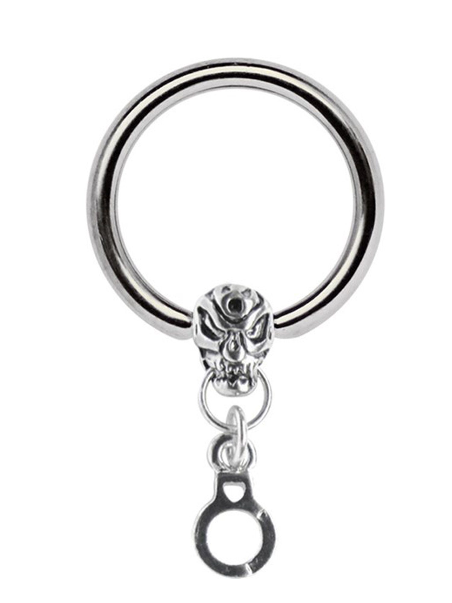 Adelia´s Brustwarzenpiercing Piercing Piercing Brustpiercing, Titan Brustpiercing Schmuck Ring BCR mit Totenkopf und Handschelle