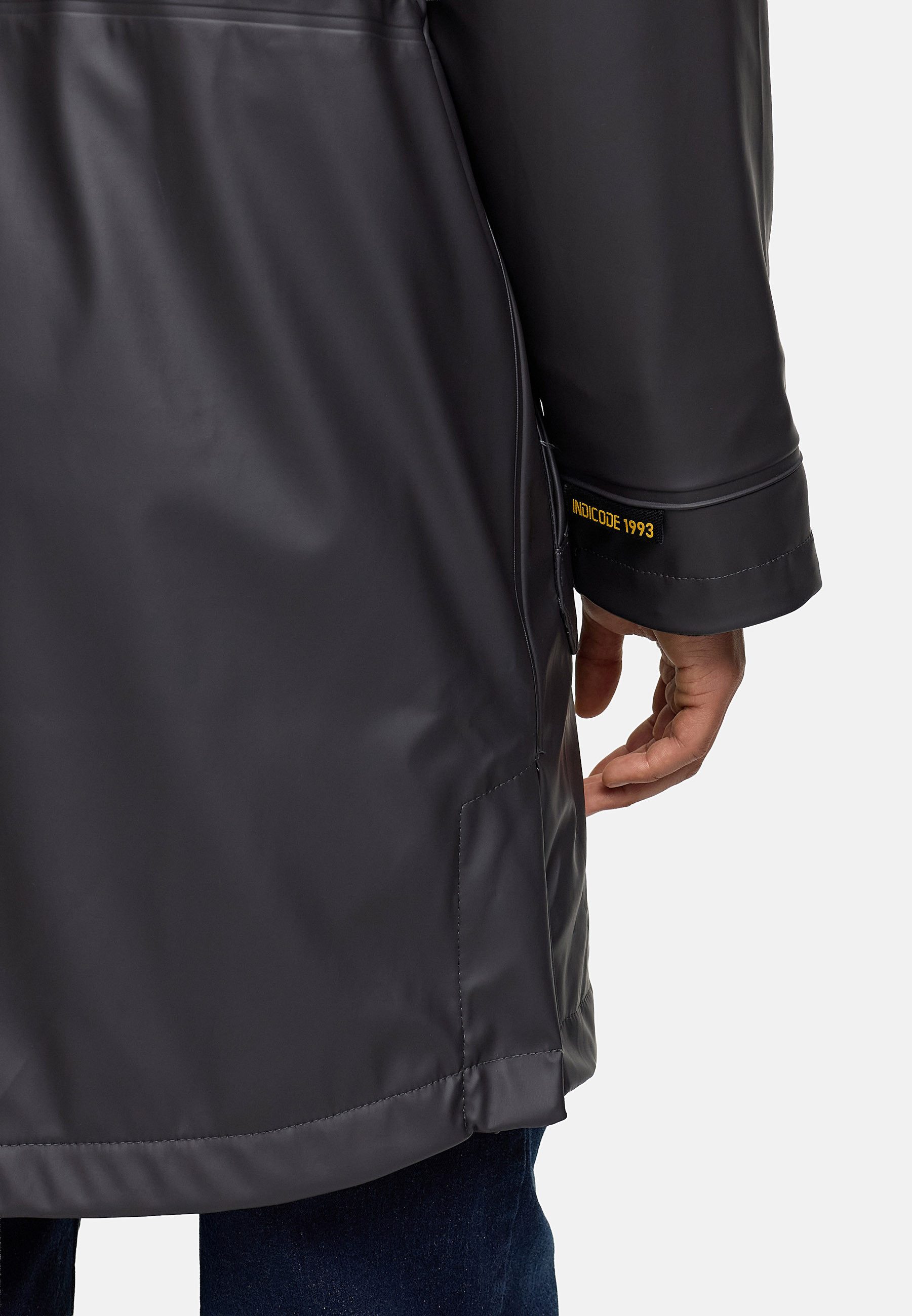 INDICODE Regenmantel Herren INTommy Nässeschutz Herrenjacke mit Kapuze und vielen funktionalen Taschen – Bild 5 von 5