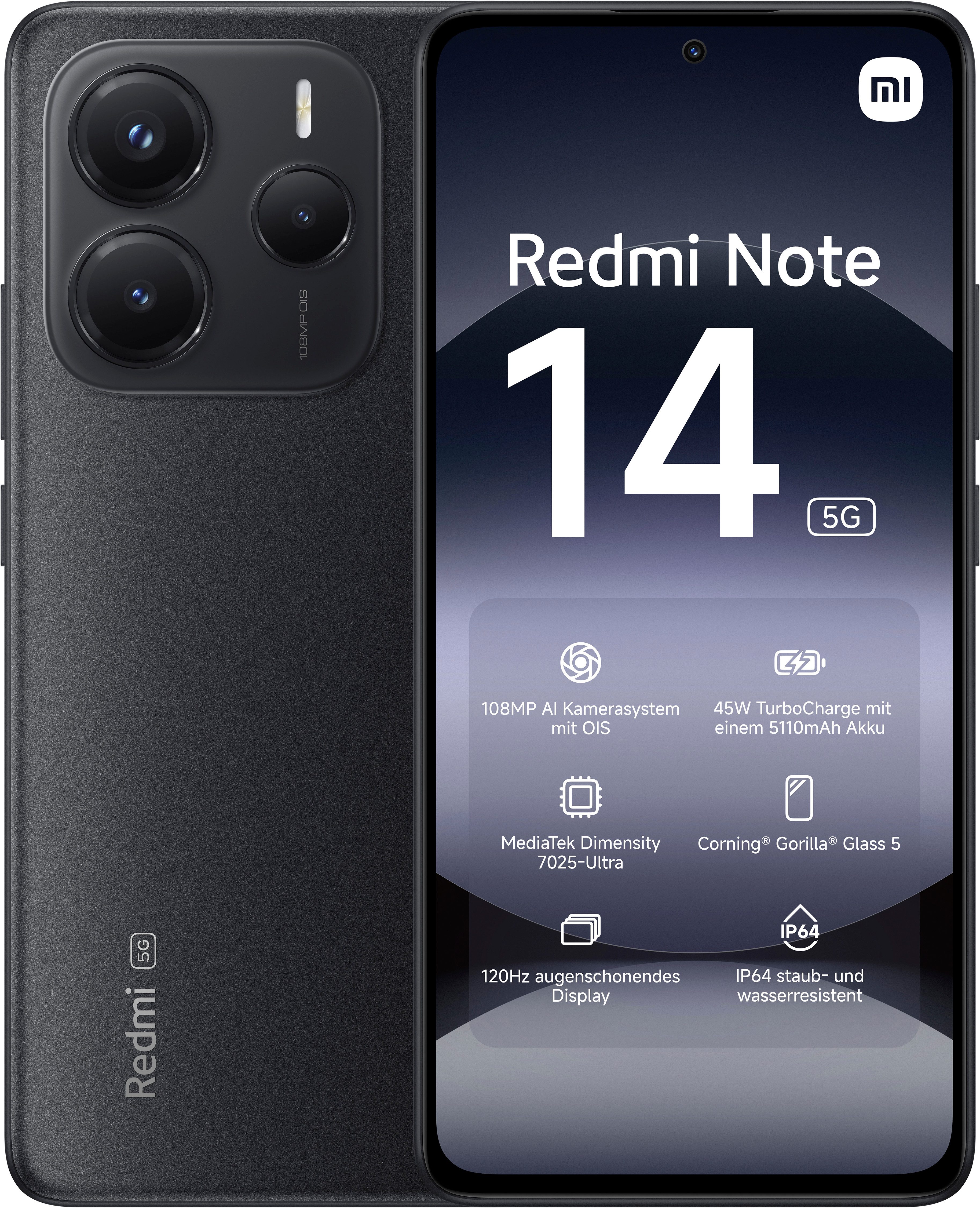 Xiaomi Redmi Note 14 5G Smartphone (16,94 cm/6,67 Zoll, 256 GB Speicherplatz, 108 MP Kamera)
