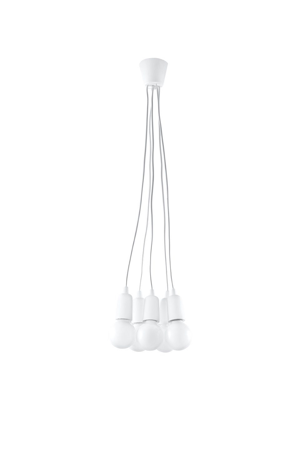5-flmg 90cm NESSA, E27 Leuchtmittel, Weiß ohne Retro Licht-Erlebnisse Pendelleuchte Wohnzimmer Esstisch Hängelampe verstellbar