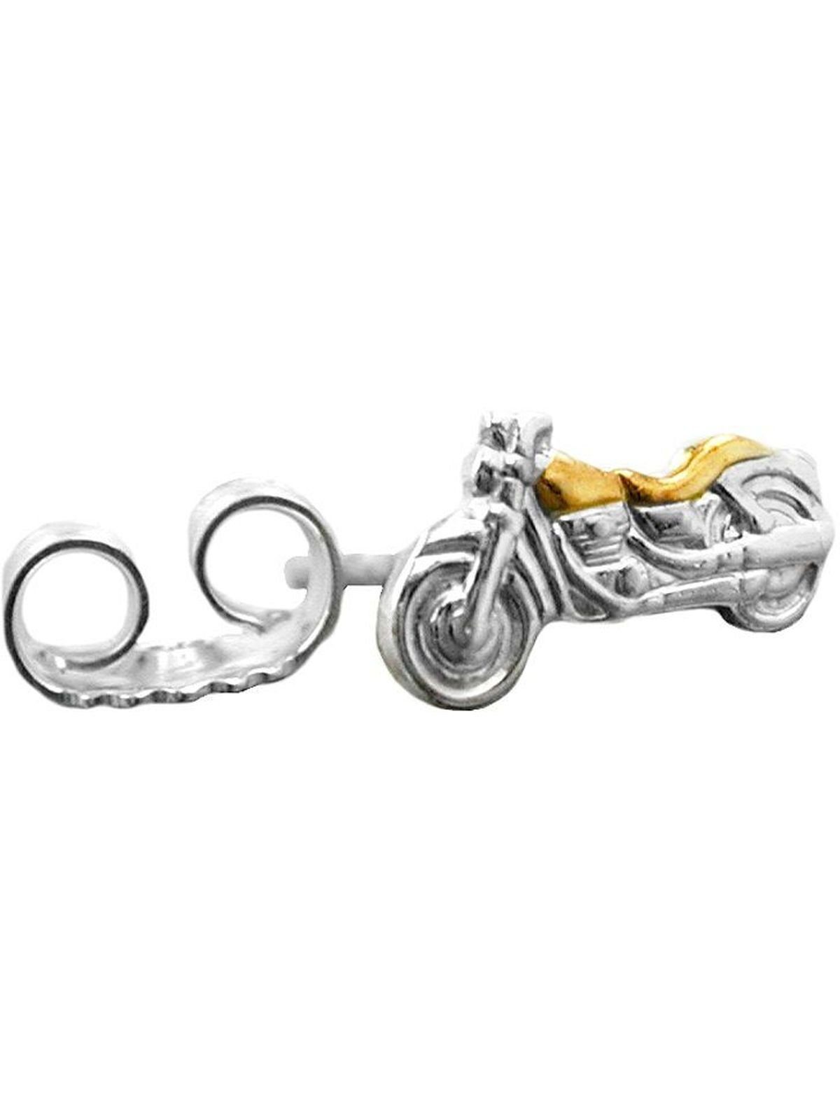 Gallay Silber Stück bicolor Ohrring 925 8x4mm Motorrad Single-Ohrstecker (1-tlg) 1