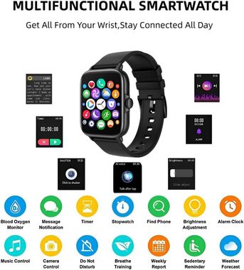 OOOUSE mit Schlafmonitor Smart Sport Armband, IP67 wasserdichte Smartwatch (1.7 Zoll, Andriod iOS), mit Bluetooth Anruf/Blutsauerstoffsättigung/Herzfrequenzmesser