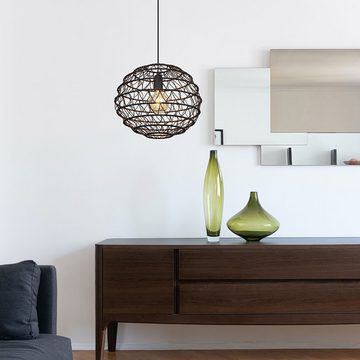 Globo Pendelleuchte, Leuchtmittel nicht inklusive, Pendelleuchte Wohnzimmerlampe Metall schwarz Esstischlampe E27 D 39 cm