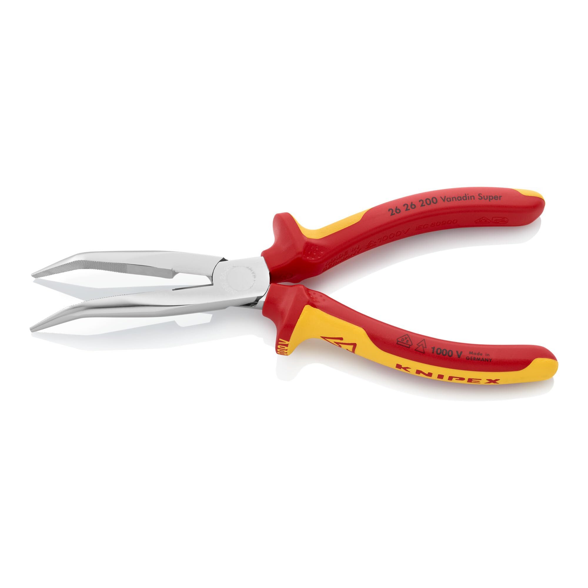 Knipex Blechschere KNIPEX 26 26 200 Flachrundzange mit Schneide (Storchschnabelzange) iso
