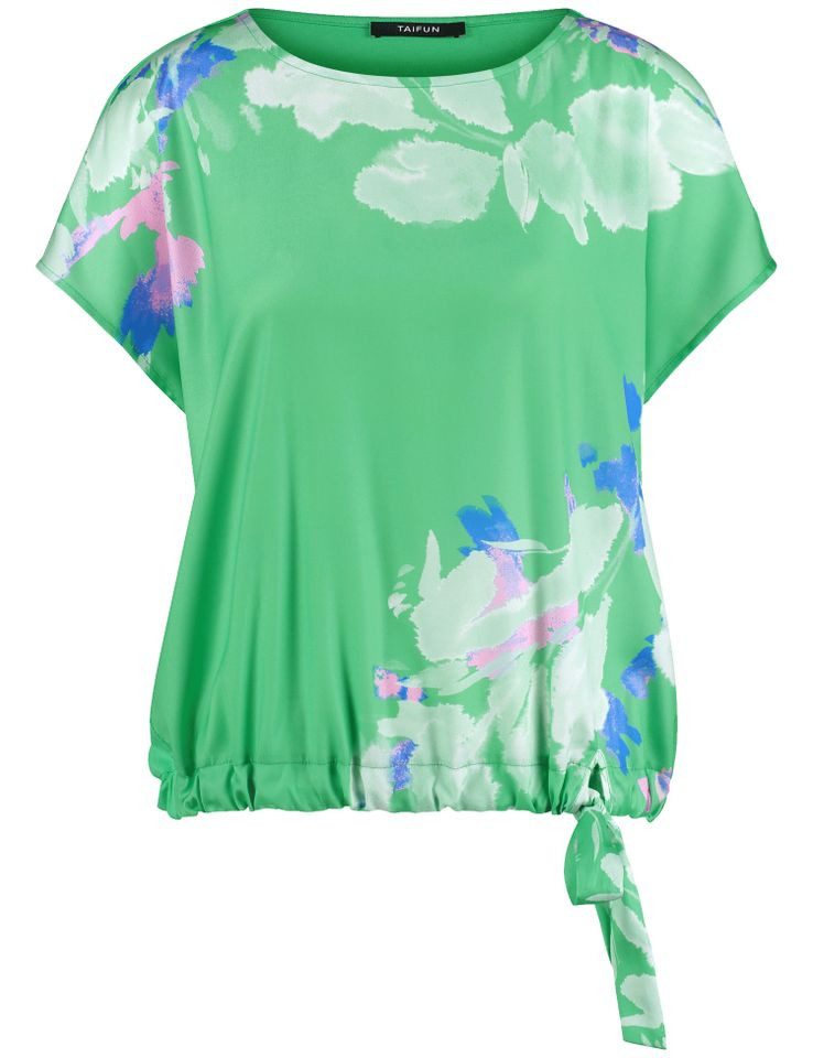T-Shirt – Blusenshirt mit floralem Print und Knotendetail