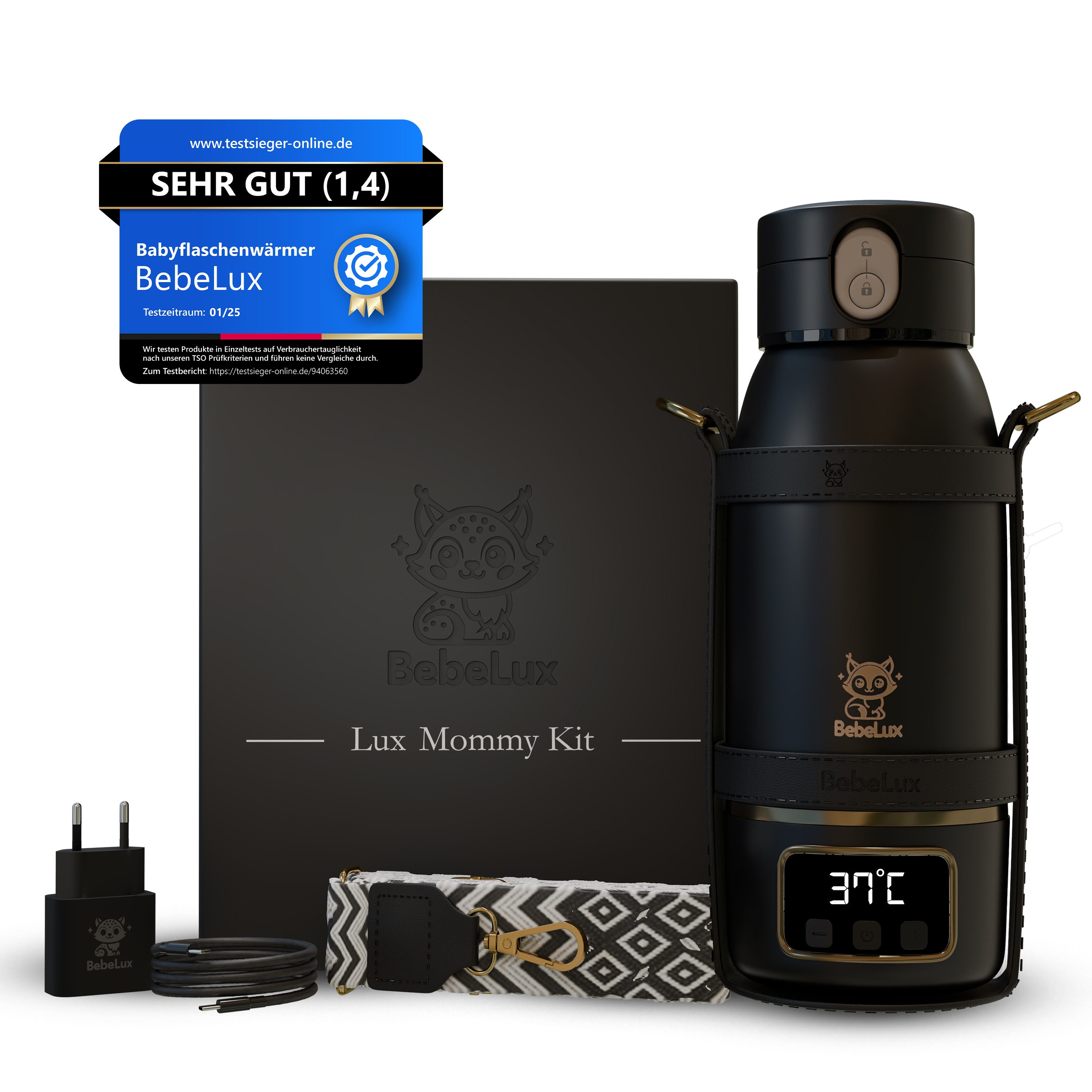 BebeLux Babyflaschenwärmer BebeWarm V2- In 2 Min trinkfertig für Milch, Muttermilch & Wasser, 15 Flaschen pro Ladung, BPA-frei & Sterilisation bis 100 °C