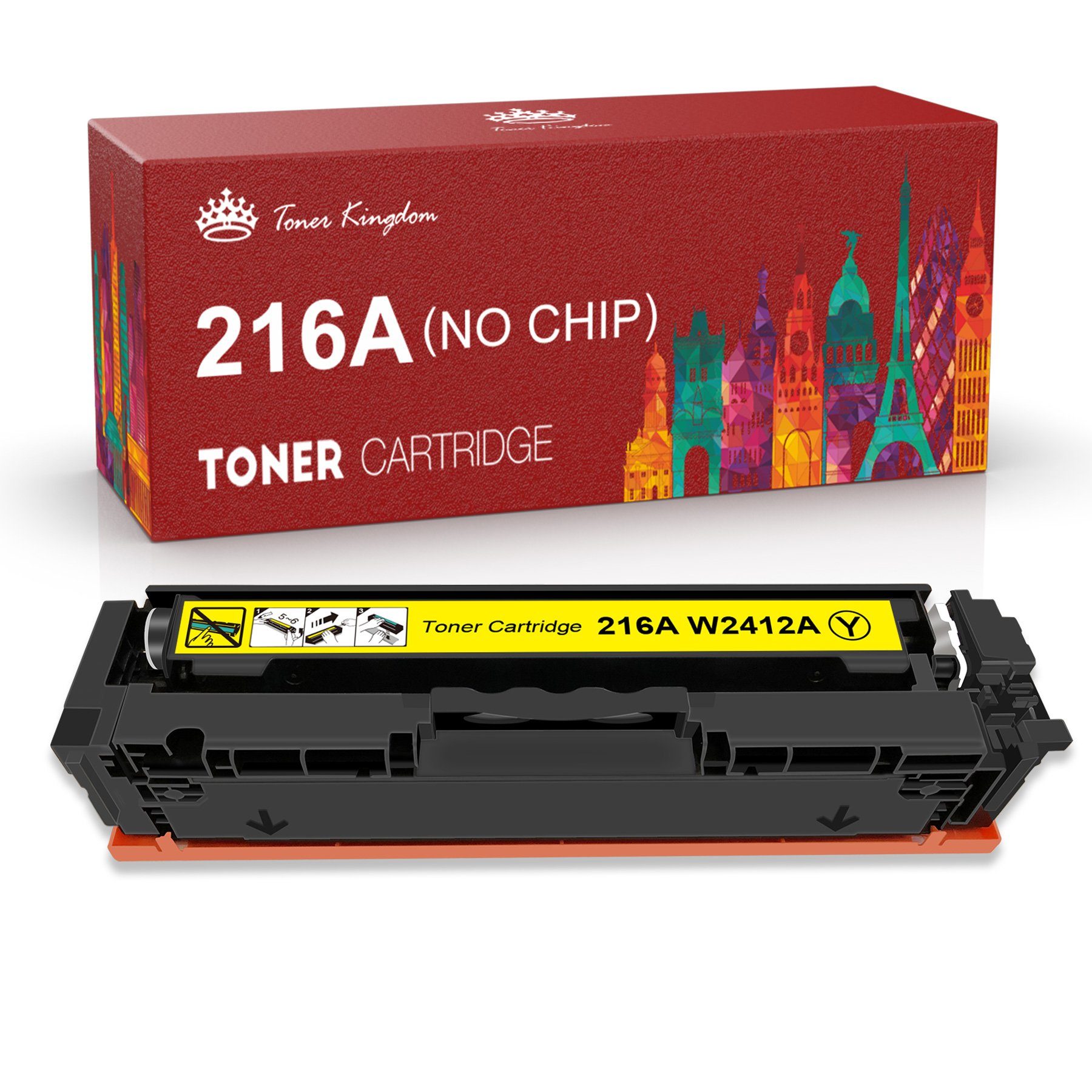 Toner Kingdom Tonerpatrone für HP 216A Ersatz 216 A HP216A HP216 Color Gelb