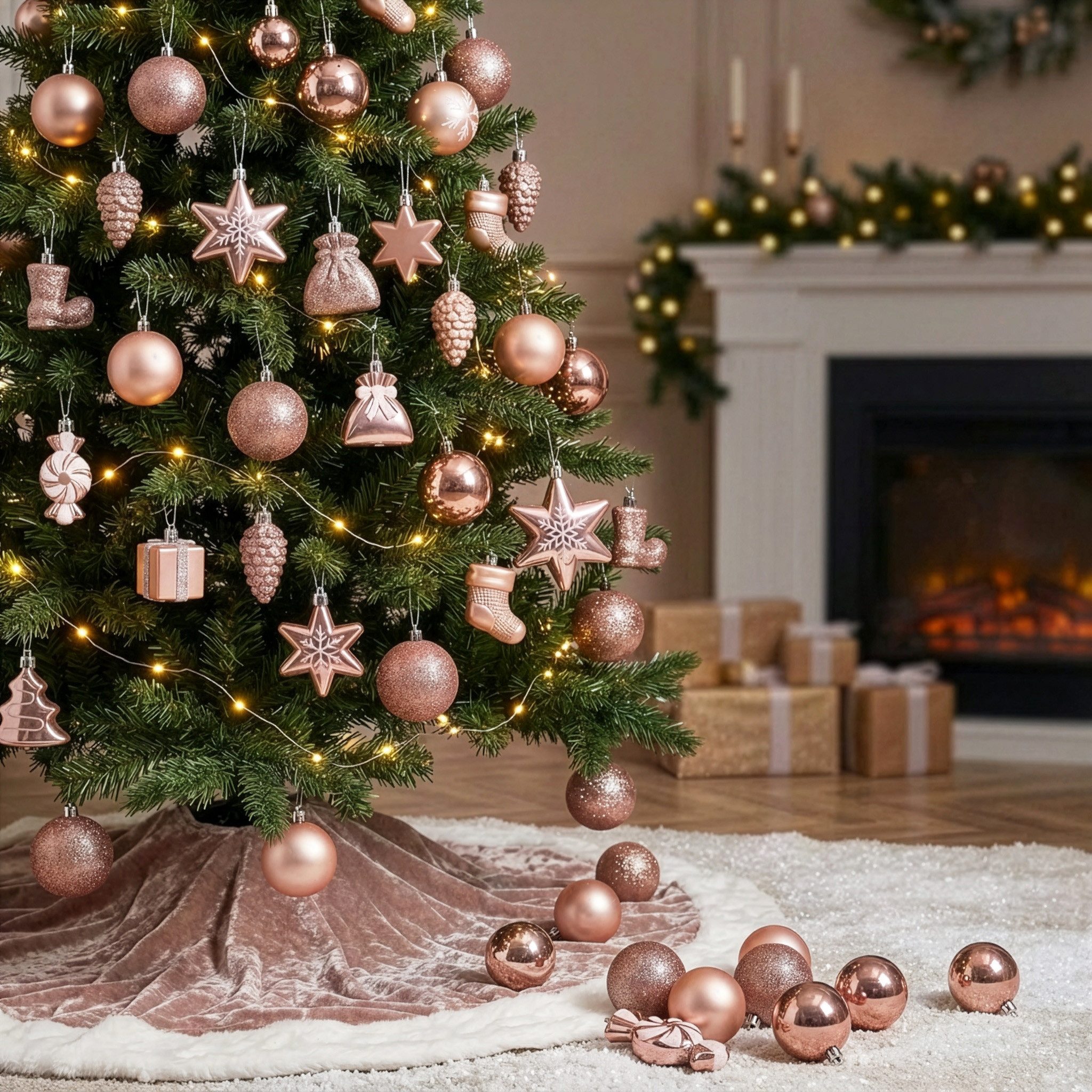 BRUBAKER Weihnachtsbaumkugel 77-teiliges Weihnachtskugel-Set, Christbaumschmuck aus Kunststoff, Weihnachtsdekoration Baumkugeln