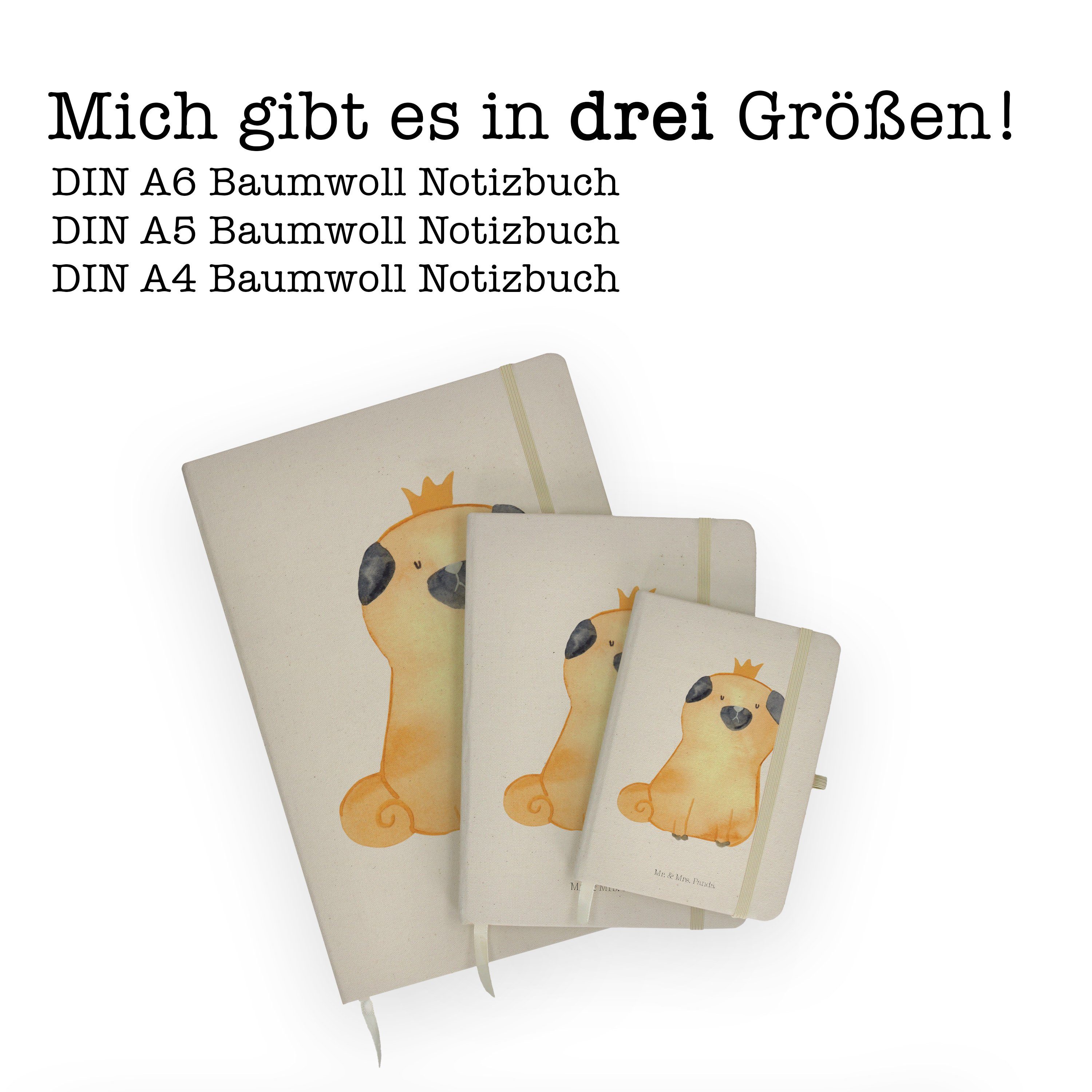 königlich, - Krone & - Notizheft Mrs. Mr. Notizbuch Mr. Hundeliebe, Mrs. Panda Transparent Mops & Geschenk, Panda