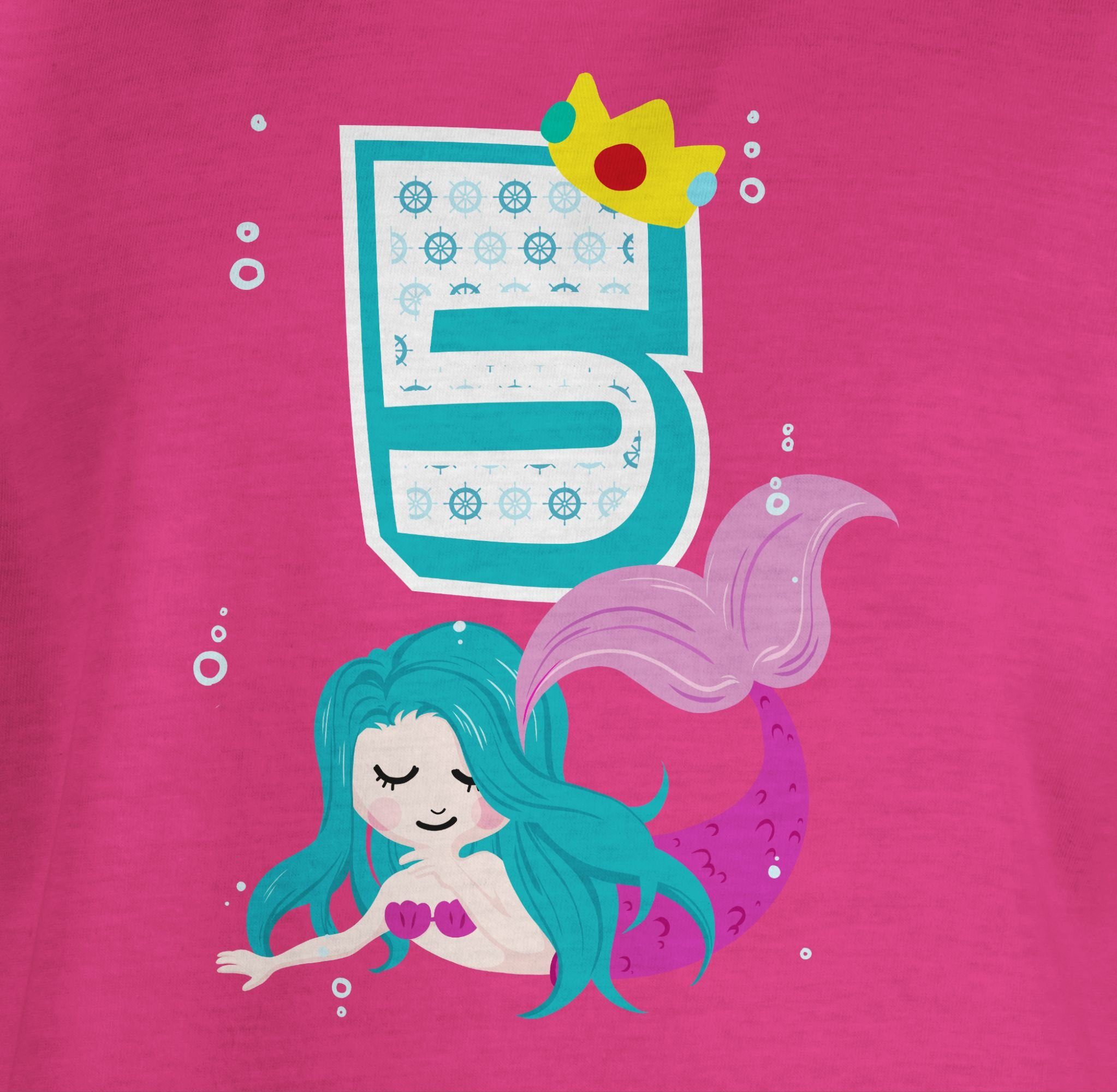 Fuchsia Shirtracer T-Shirt Fünfter 5. Geburtstag 1 Meerjungfrau