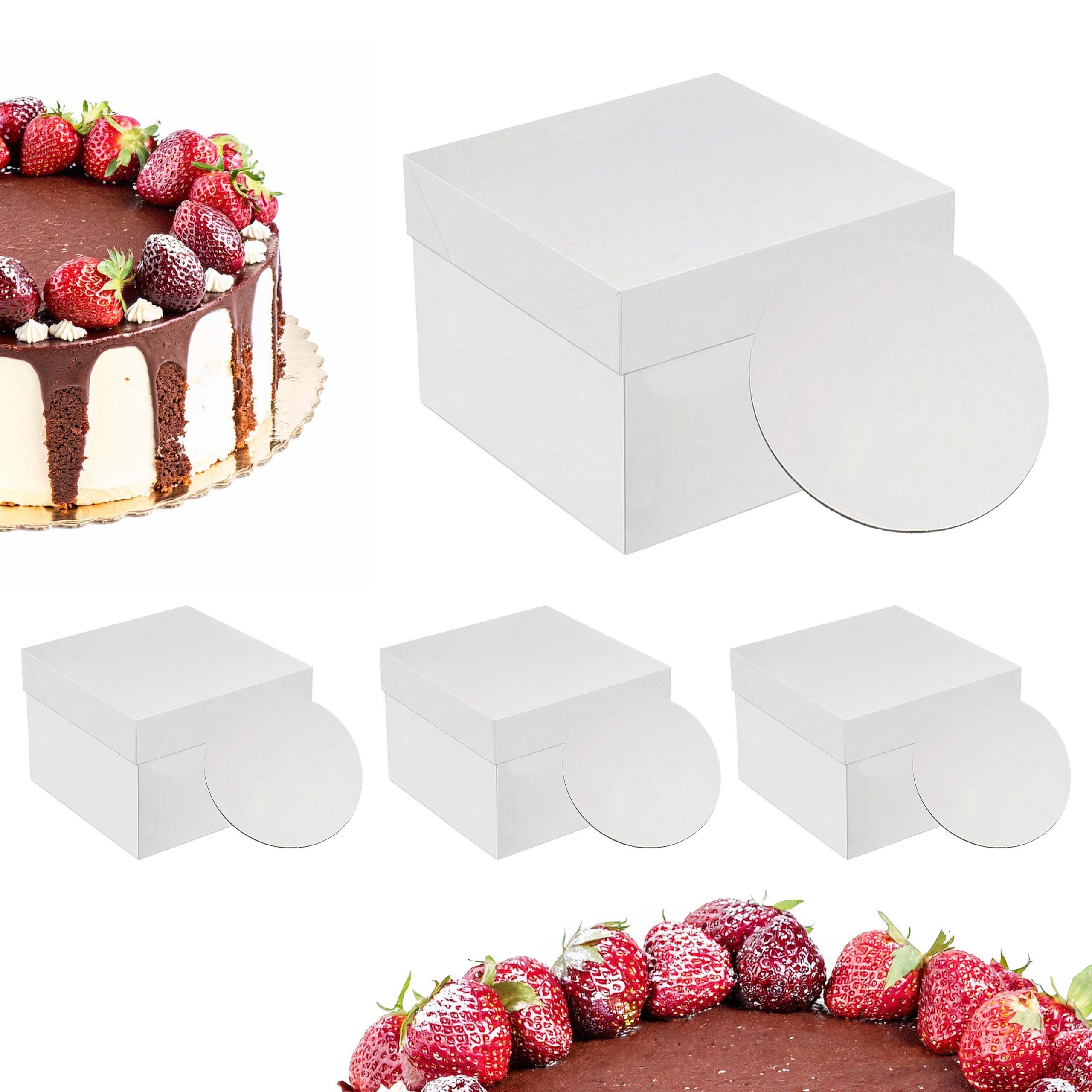 relaxdays Kuchentransportbox Tortenbox Set mit Cakeboards, Pappe, (4-tlg), 4er Pack