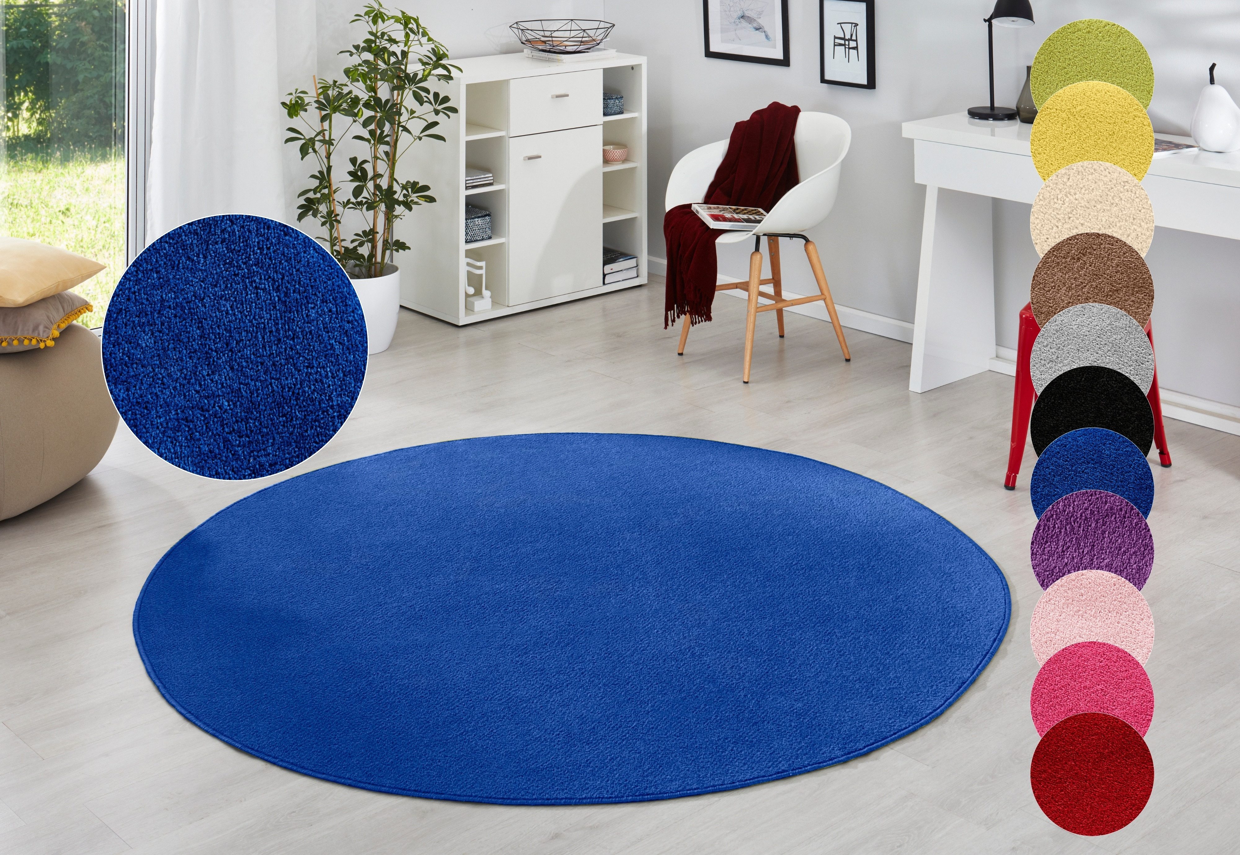HANSE Home Teppich Fancy, rund, Höhe: 7 mm, Kurzflor, Weich, Einfarbig, Wohnzimmer, Schlafzimmer, Esszimmer