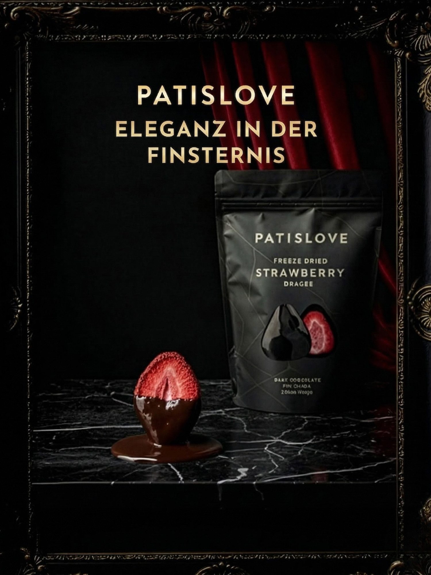 PATISLOVE Schokolade Patislove Gefriergetrocknete Erdbeeren in Zartbitterschokolade, 80g, Ohne künstliche Farbstoffe, 100% echte Frucht. – Bild 5 von 5