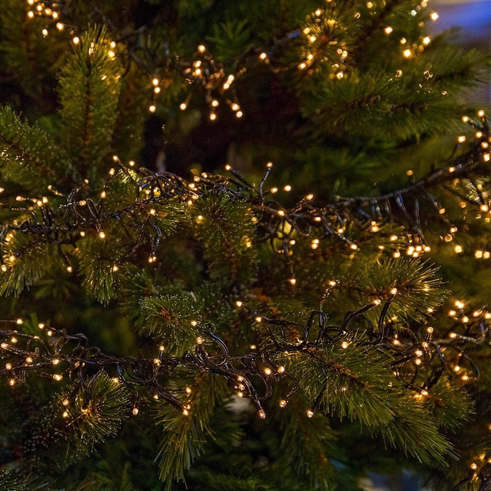 ECD Germany LED-Lichterkette Weihnachtsbeleuchtung Weihnachtslichterkette Christbaumbeleuchtung, Cluster Lichterkette 576 LEDs 4m für Innen & Außen IP44 Warmweiß