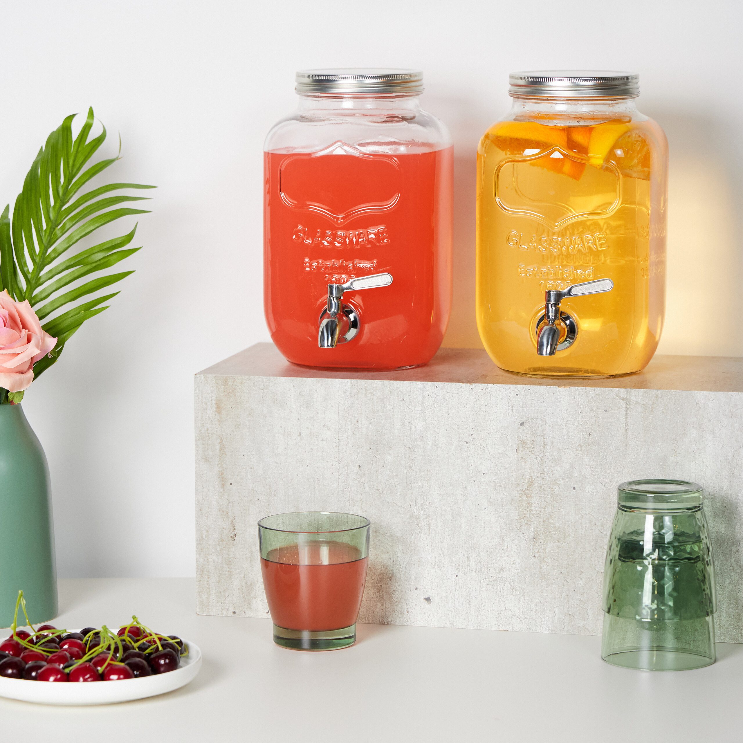 relaxdays Getränkespender 4 Liter im 2er Set