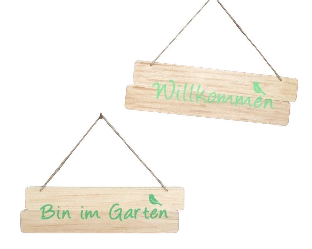 Deko-Impression Wanddekoobjekt Holzschilder (2 Stück) Willkommen Bin im Garten Welcome (2 St)