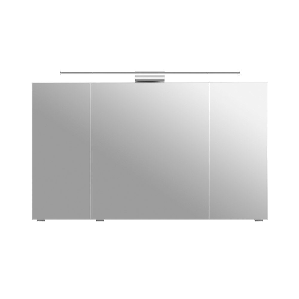 cm 120cm, in SOLINGEN-66 Lomadox Bad, Spiegelschrank weiß mit Glanz, LED-Aufsatzleuchte 120/70,3/17