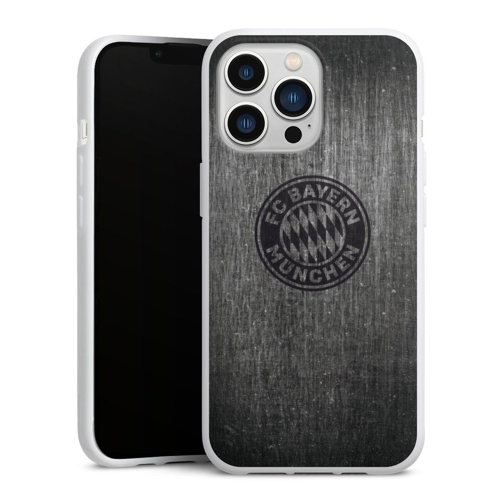 DeinDesign Handyhülle Metallic Look FCB FC Bayern München Metalllook FCB Logo einfarbig, Apple iPhone 13 Pro Silikon Hülle Bumper Case Handy Schutzhülle