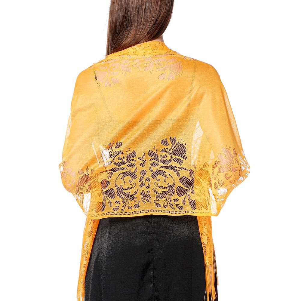 Coonoor Modeschal Damen Spitzen Lochmuster Schal für Abendkleid Damen Schals Tücher, Weicher Unifarben