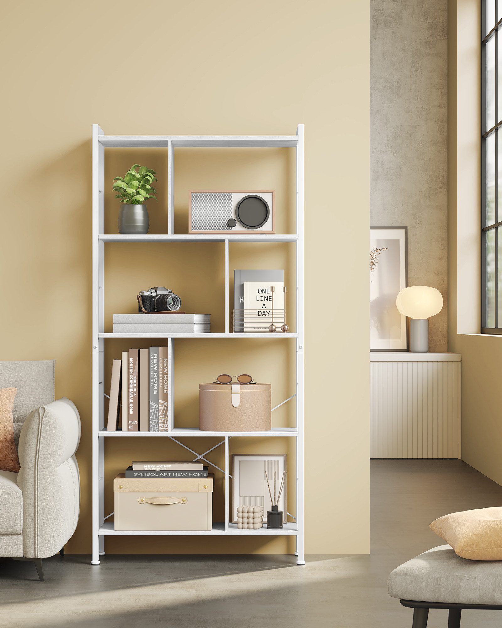 VASAGLE Bücherregal Standregal, Metallgestell, Arbeitszimmer günstig online kaufen