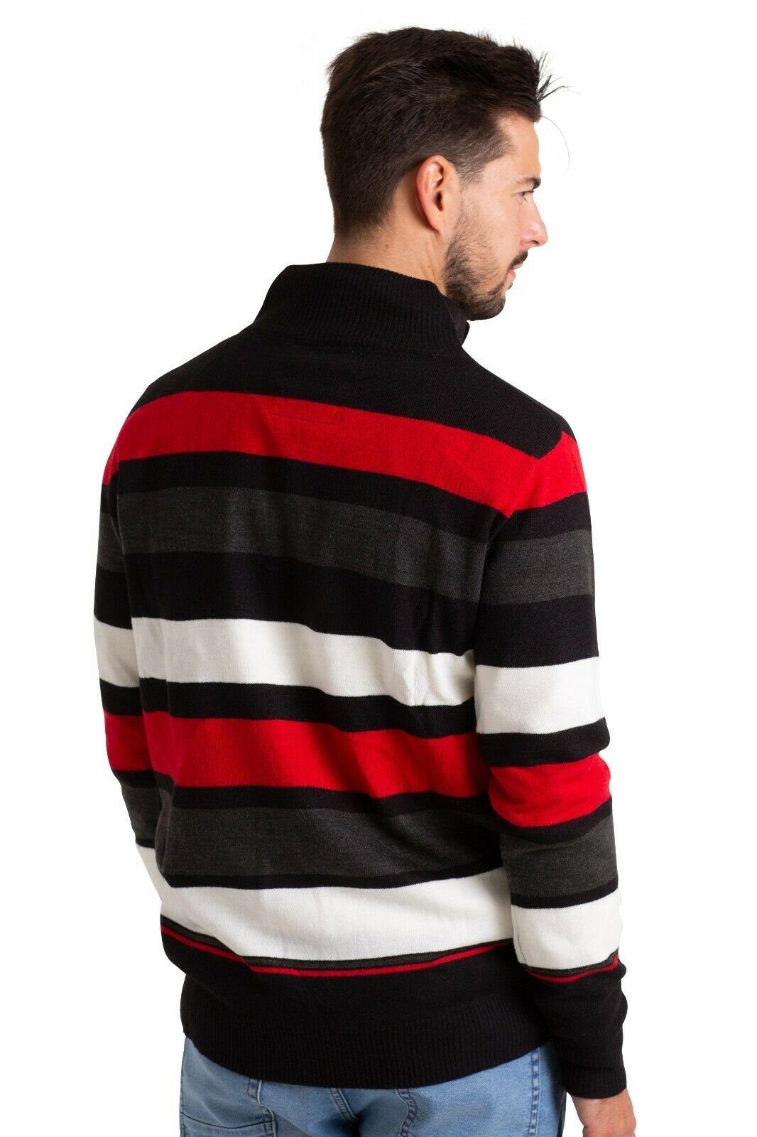 BlauerHafen Strickpullover Herren High-neck Sweater Half Zip lange Klassisc günstig online kaufen