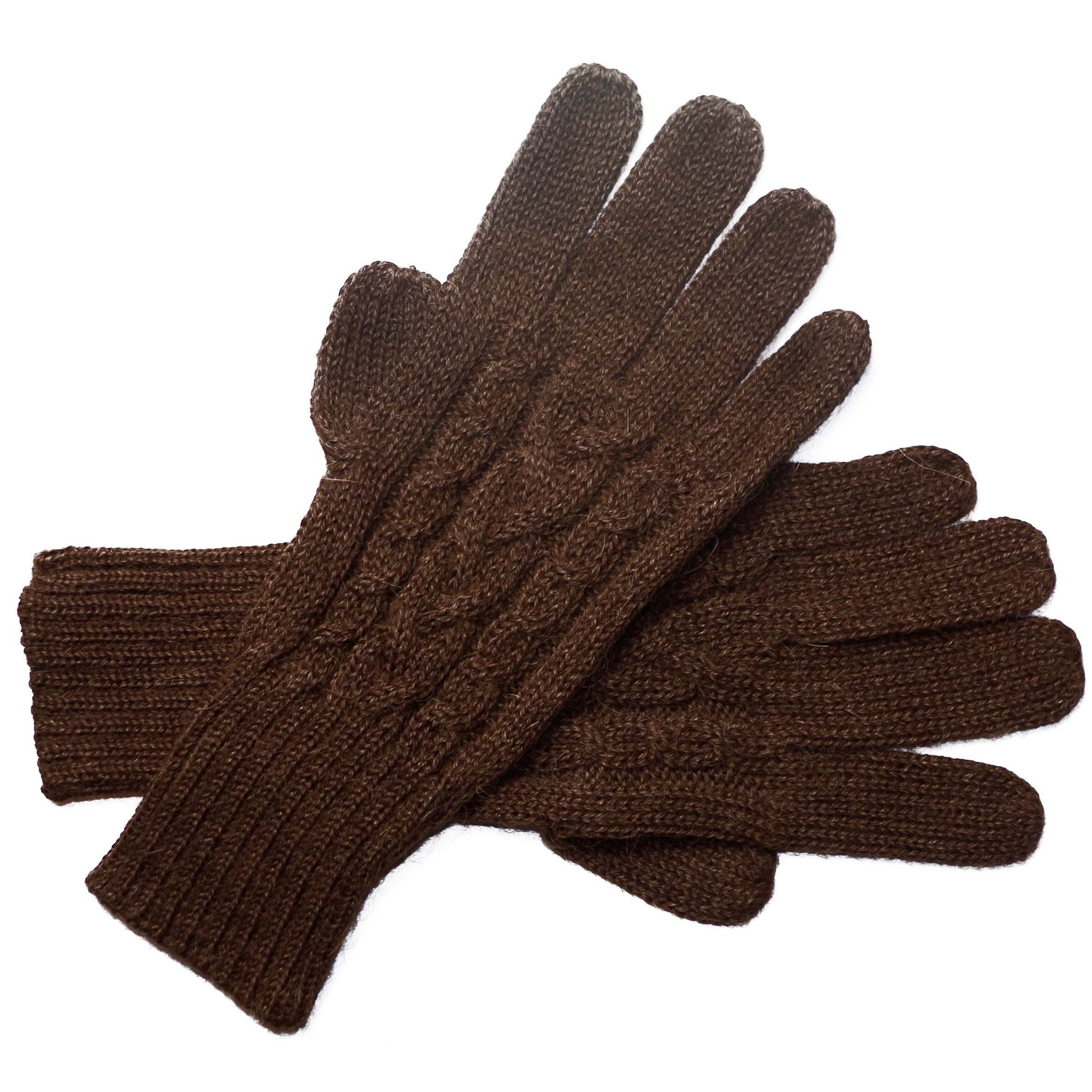 Posh Gear Strickhandschuhe Guantibrada Alpaka Fingerhandschuhe aus 100% Alpakawolle braun