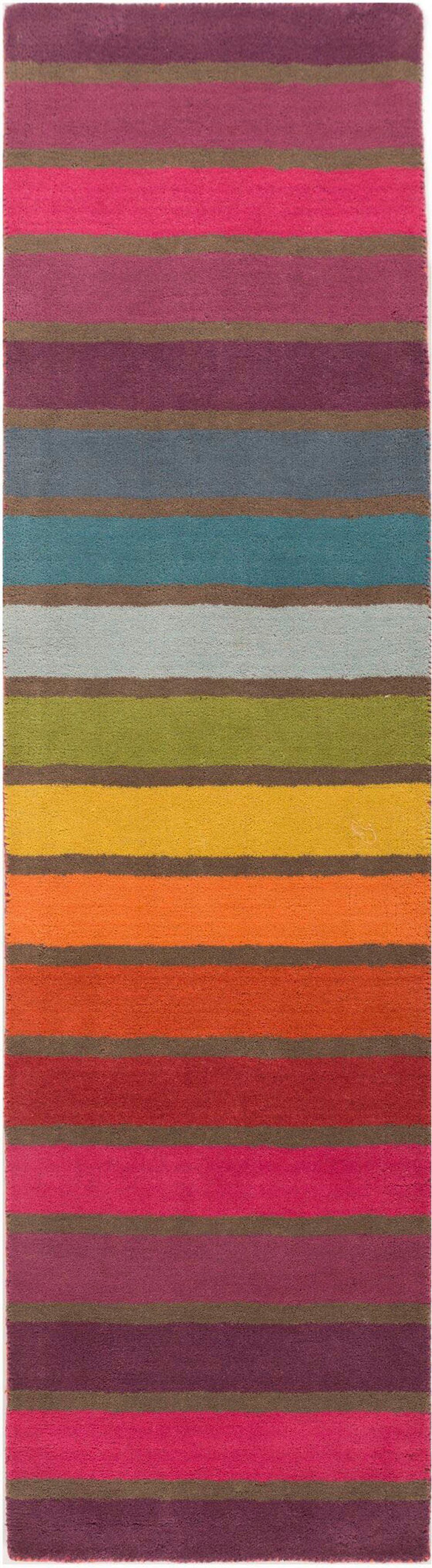 Candy, mehrfarbig gemustert,Läufer Wolle, 10 mit RUGS, 100% rechteckig, aus Läufer FLAIR Design mm, Höhe: Streifen,