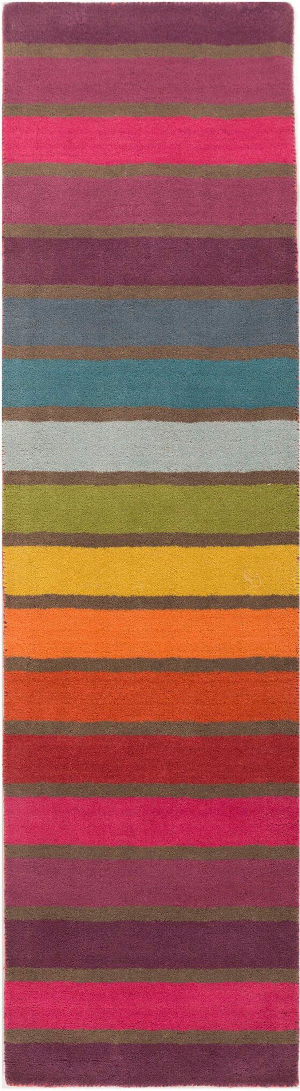 Candy, mehrfarbig Streifen, gemustert,Läufer RUGS, 10 FLAIR Höhe: mit rechteckig, Wolle, 100% mm, aus Läufer Design