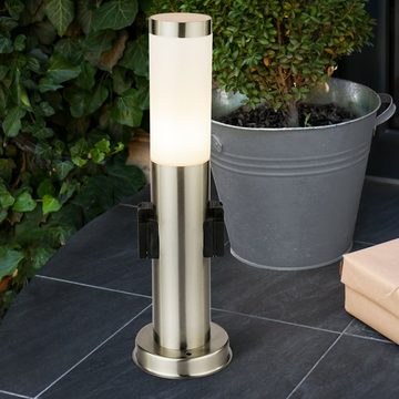 Globo LED Außen-Stehlampe, Leuchtmittel inklusive, Warmweiß, LED Edelstahl Stand Leuchte Garten Terrasse IP44 Beleuchtung 2x