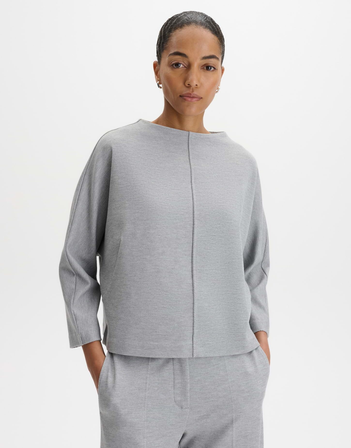 someday Sweatshirt Ujulia aus feiner Twillstruktur Gerader Schnitt mit Fledermausärmeln und Mélange-Effekt