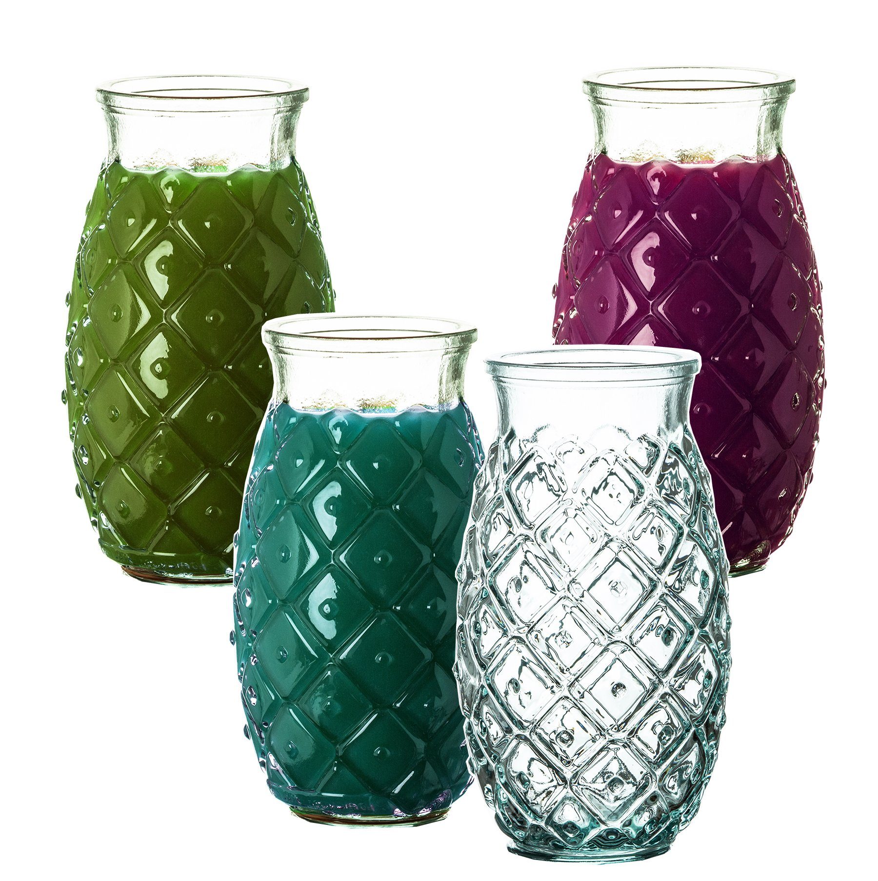 BigDean Cocktailglas set Trinkgläser im Ananas-Look 700 ml - Made in Spain, 4-tlg., Recyceltes Glas, Robust & Dickwandig, Spülmaschinenfest, 100% Recycling Glas