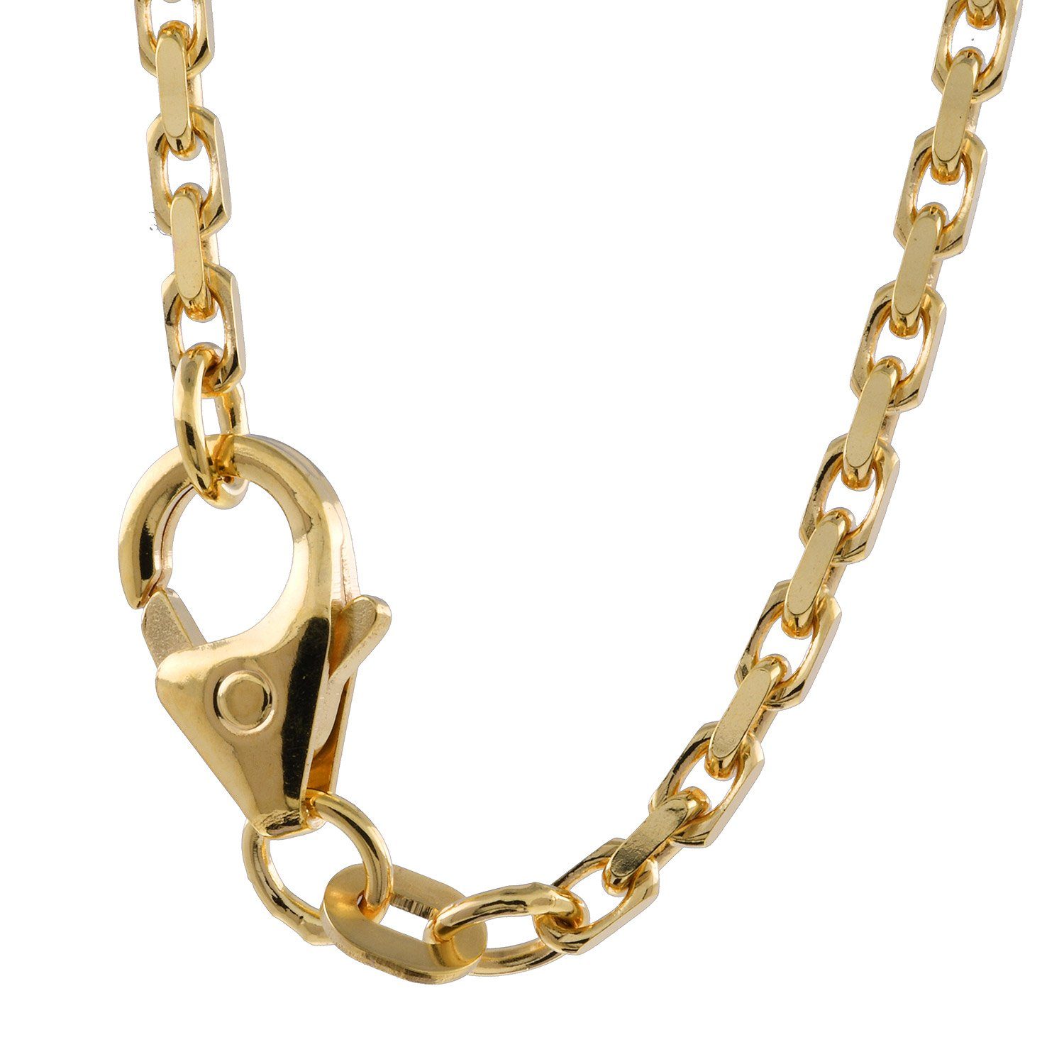 HOPLO Goldkette Ankerkette diamantiert Länge 45cm - Breite 1,8mm - 585-14 Karat Gold, Made in Germany