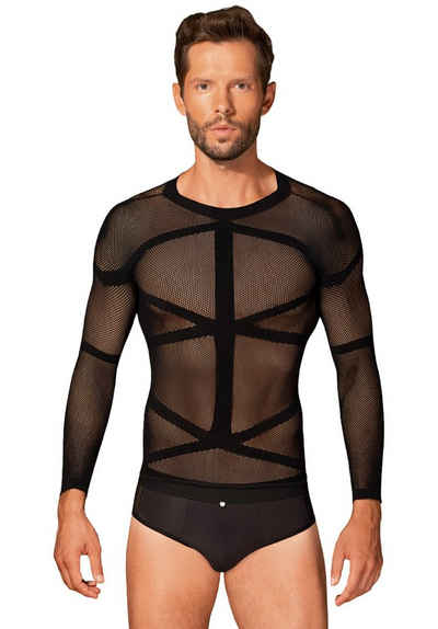 Obsessive Longsleeve Transparentes Long Sleeve Shirt für Männer - schwarz (1-tlg) Netz