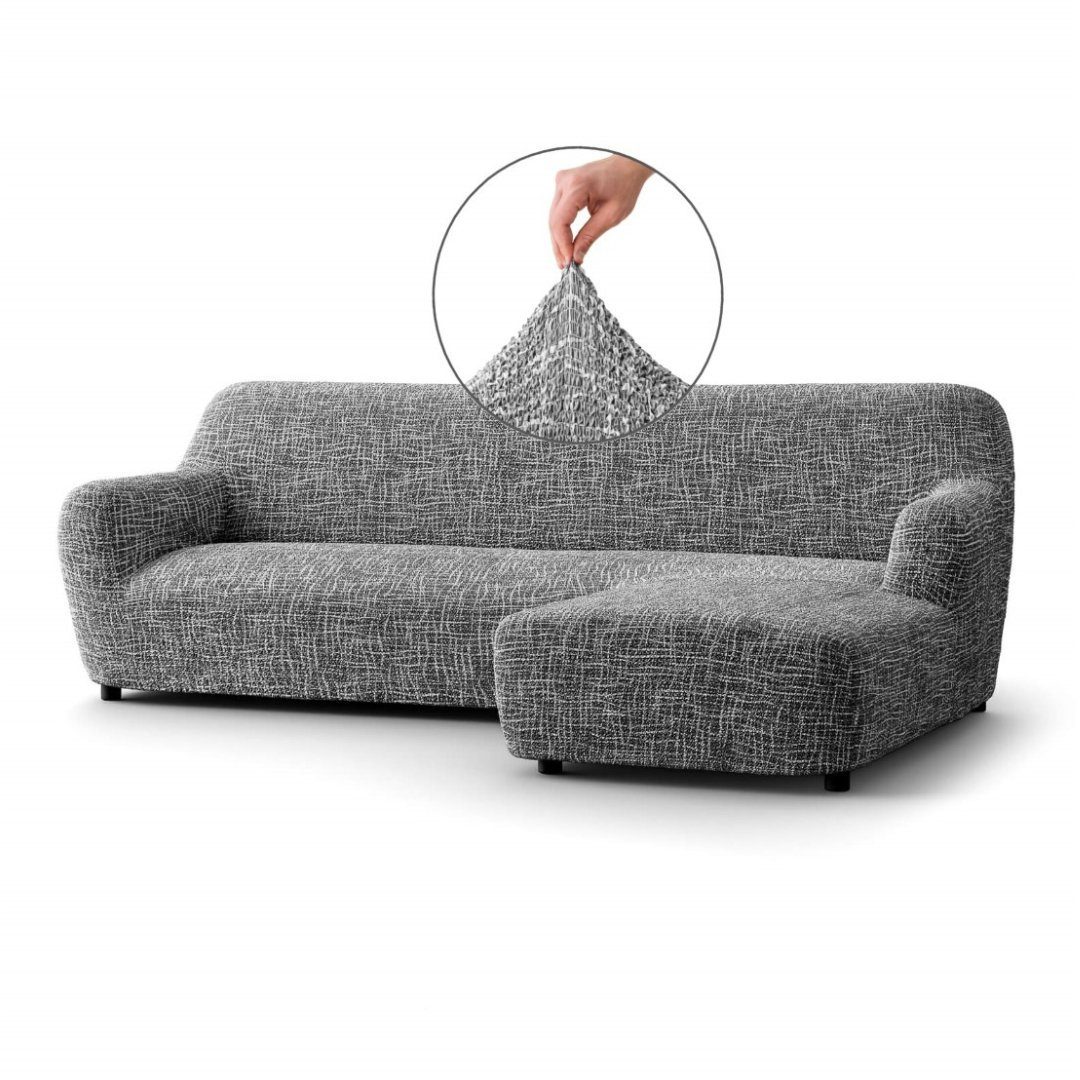 Sofahusse 1-teiliger Sofabezug für L-Form mit mane, italienische Handarbeit, Paulato by GA.I.CO, blickdichter, langlebiger 2-farbiger Mikrofaserstoff grau