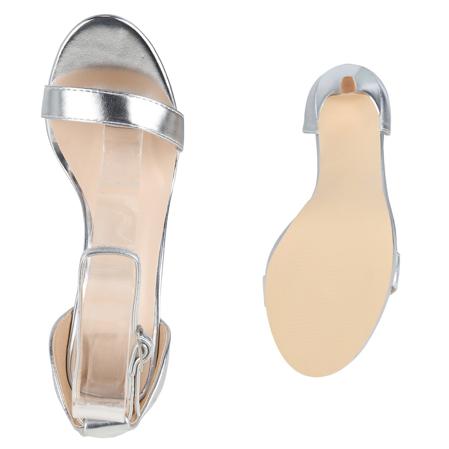 Bequeme High-Heel-Sandalette VAN Schuhe 838959 HILL Silber